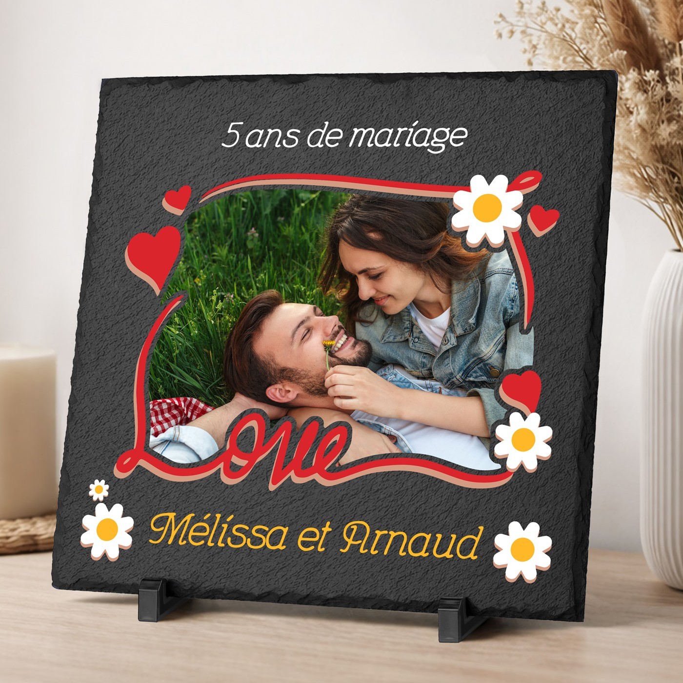 Pierre à craie personnalisée Murrano pour un couple célébrant leur 5e anniversaire de mariage