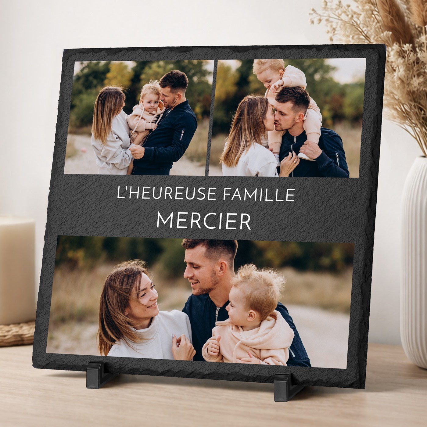 Pierre en ardoise Murrano avec impression photo pour couple