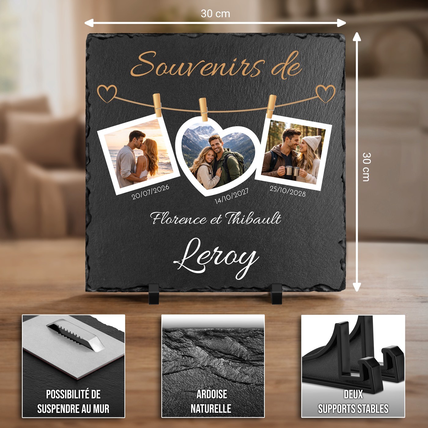 Pierre en ardoise personnalisée Murrano pour un couple - Anniversaire de mariage