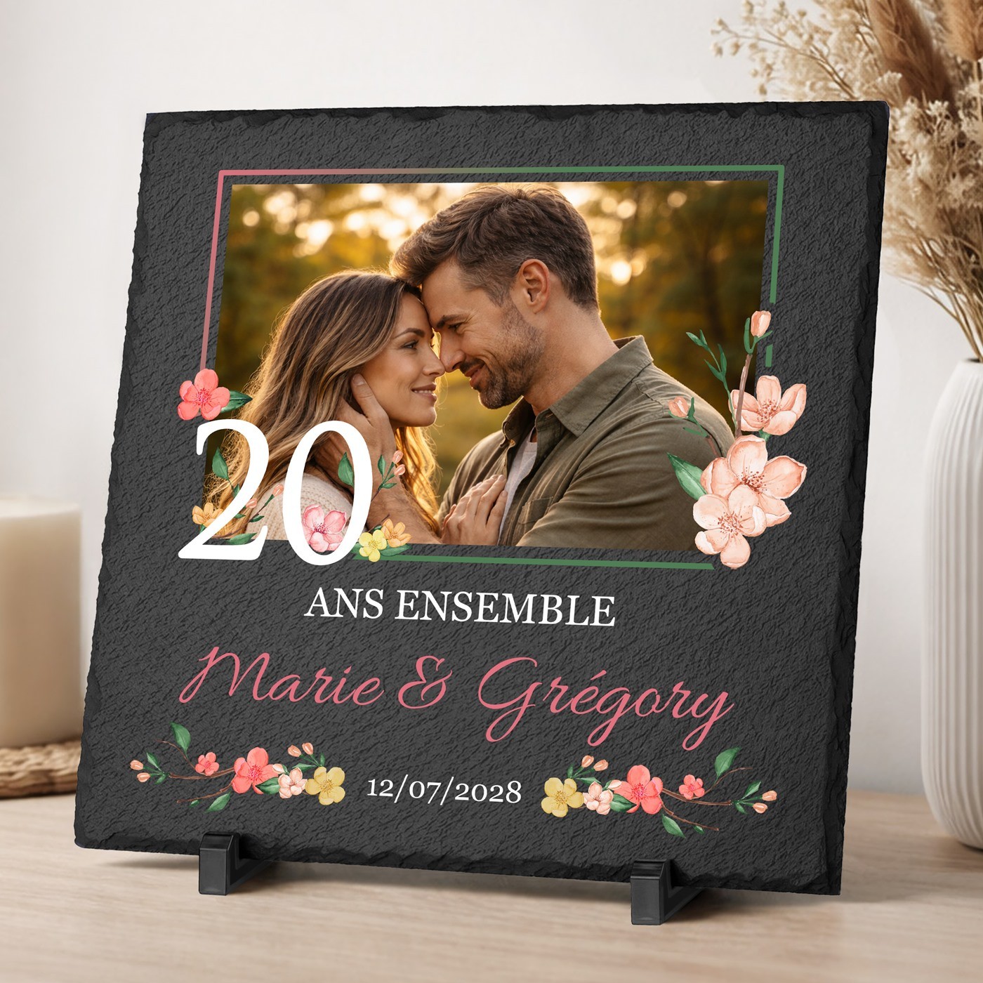 Piedra de pizarra personalizada Murrano para 20º aniversario de matrimonio