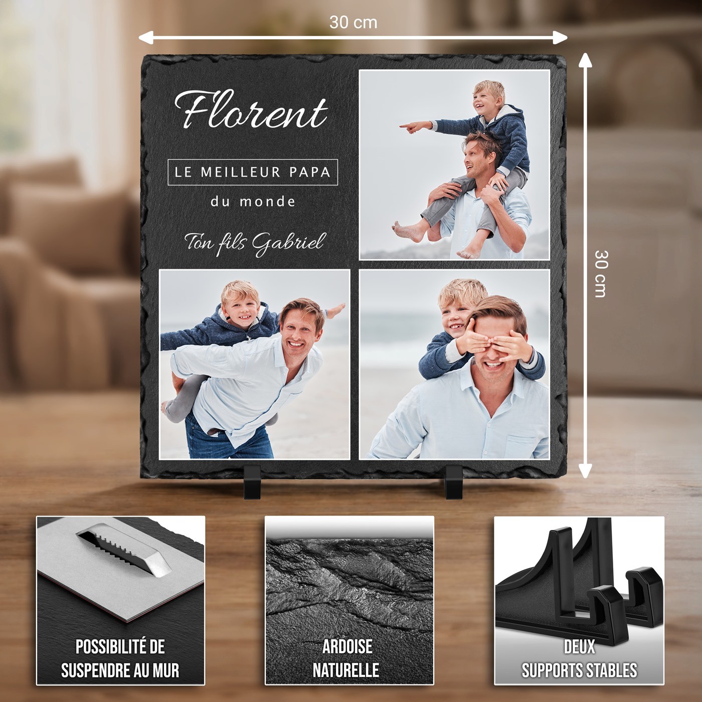 Murrano Black Board with Photo for Father's Day