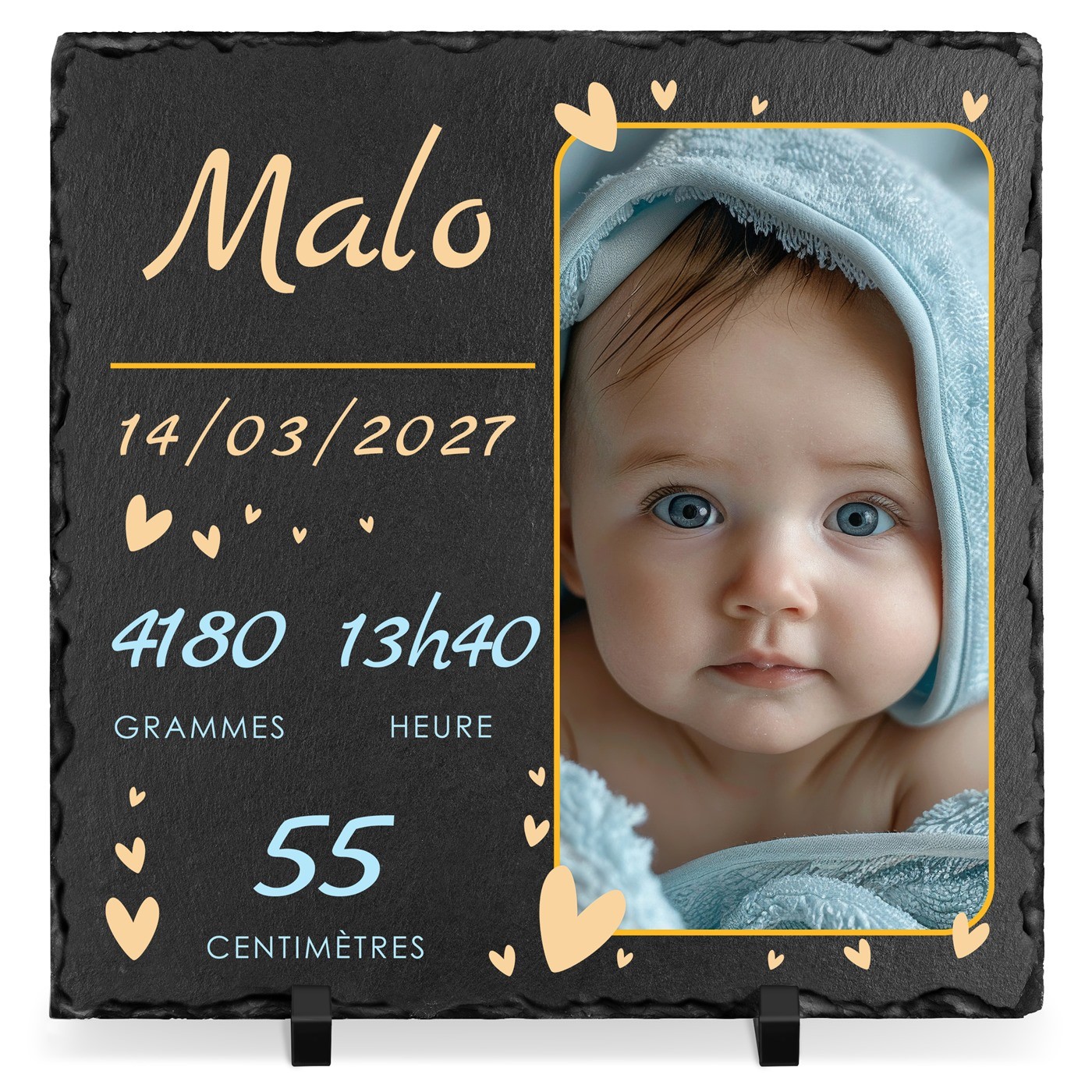 Personalized Blackboard Stone for a Boy's Birth