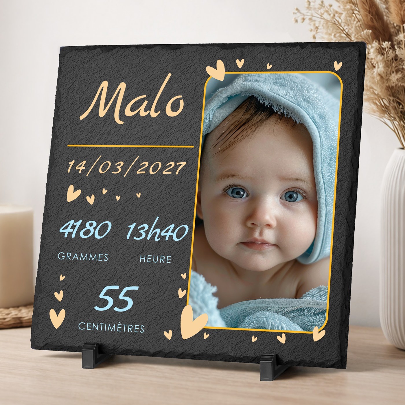 Piedra de pizarra personalizada para el nacimiento de un niño