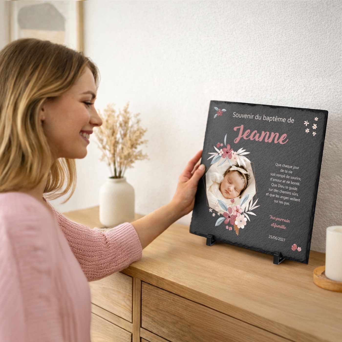 Murrano Blackboard with Photo Print for Goddaughter's Baptism