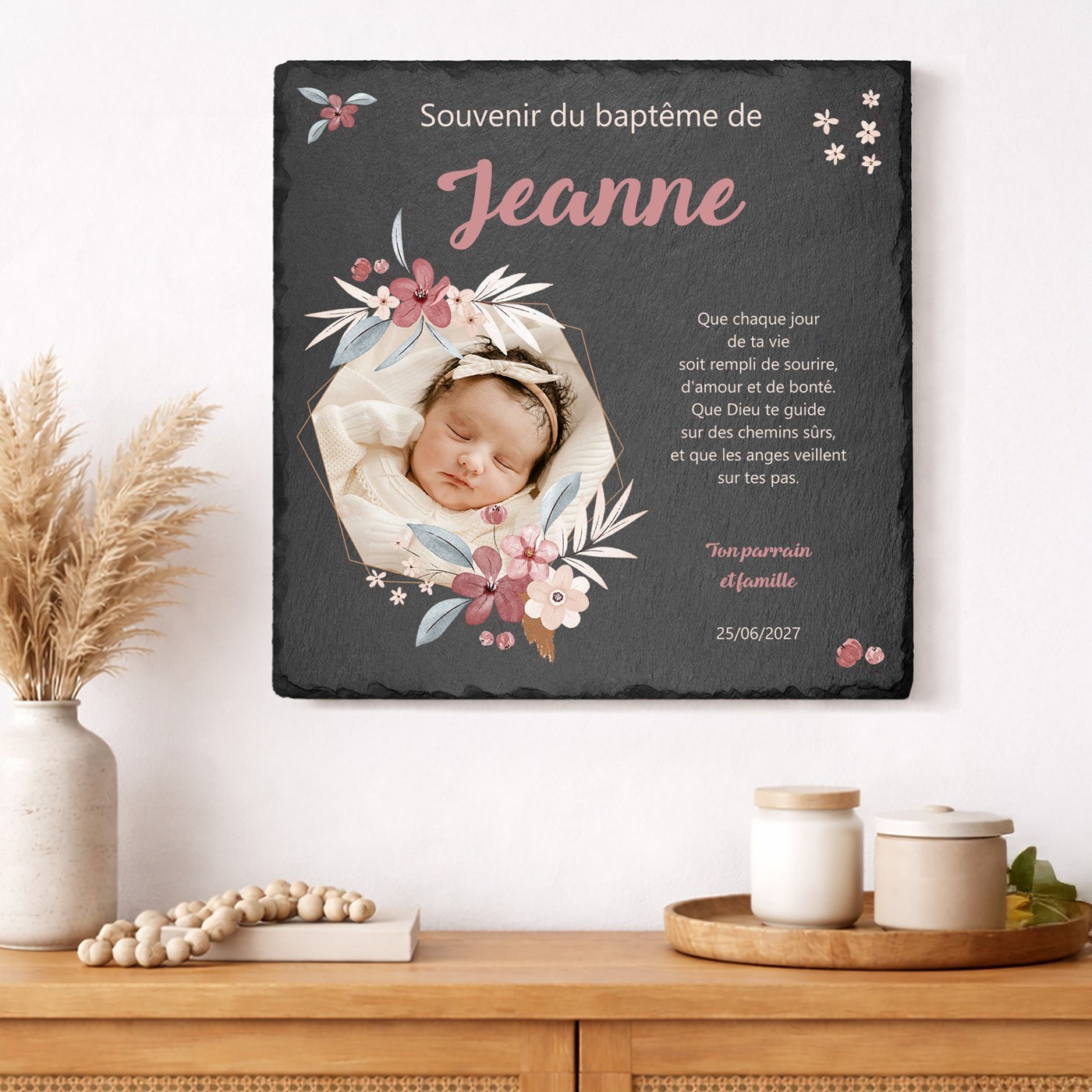 Murrano Blackboard with Photo Print for Goddaughter's Baptism