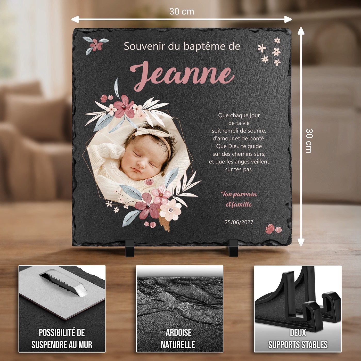 Murrano Blackboard with Photo Print for Goddaughter's Baptism