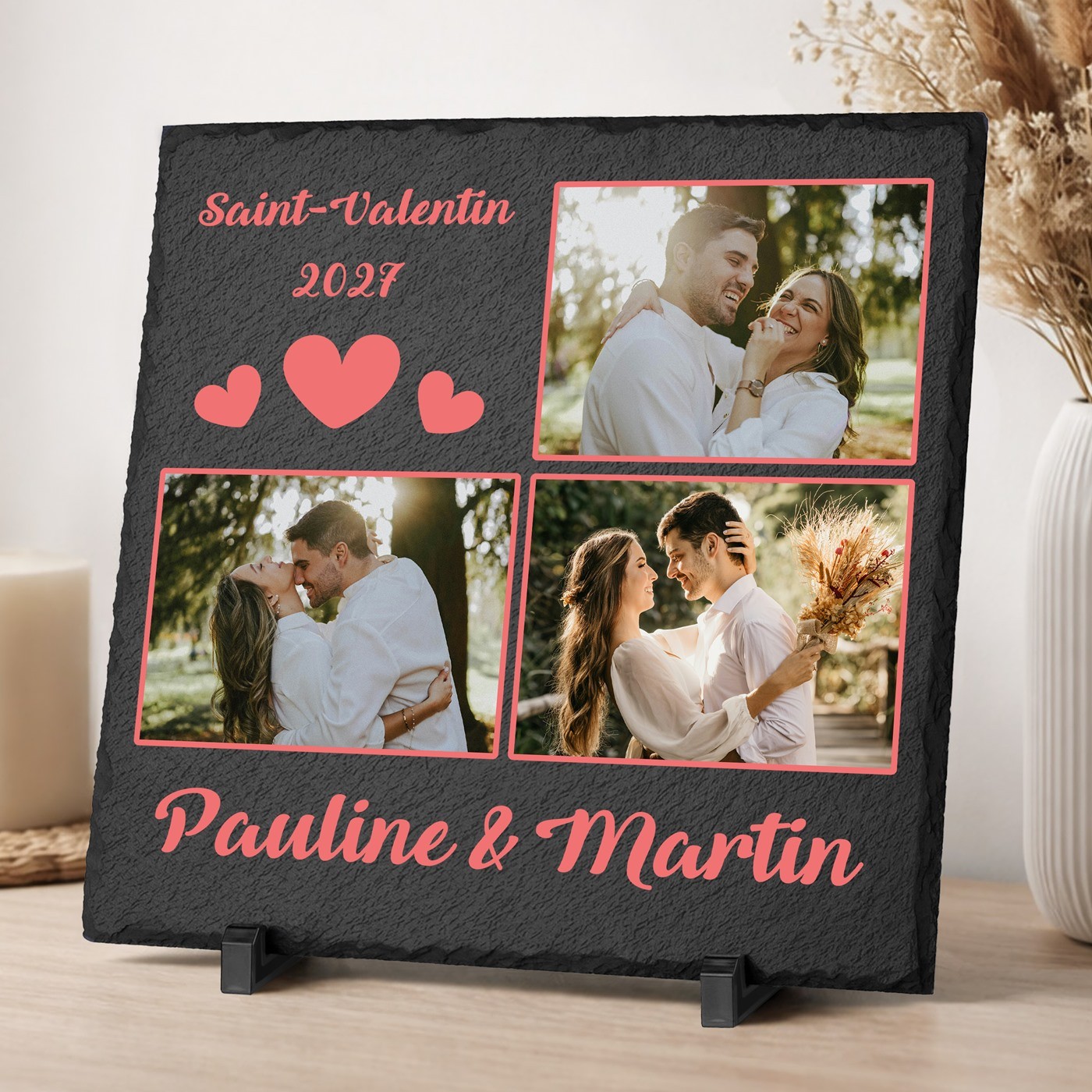 Piedra de pizarra personalizada para pareja - Regalo para el Día de San Valentín