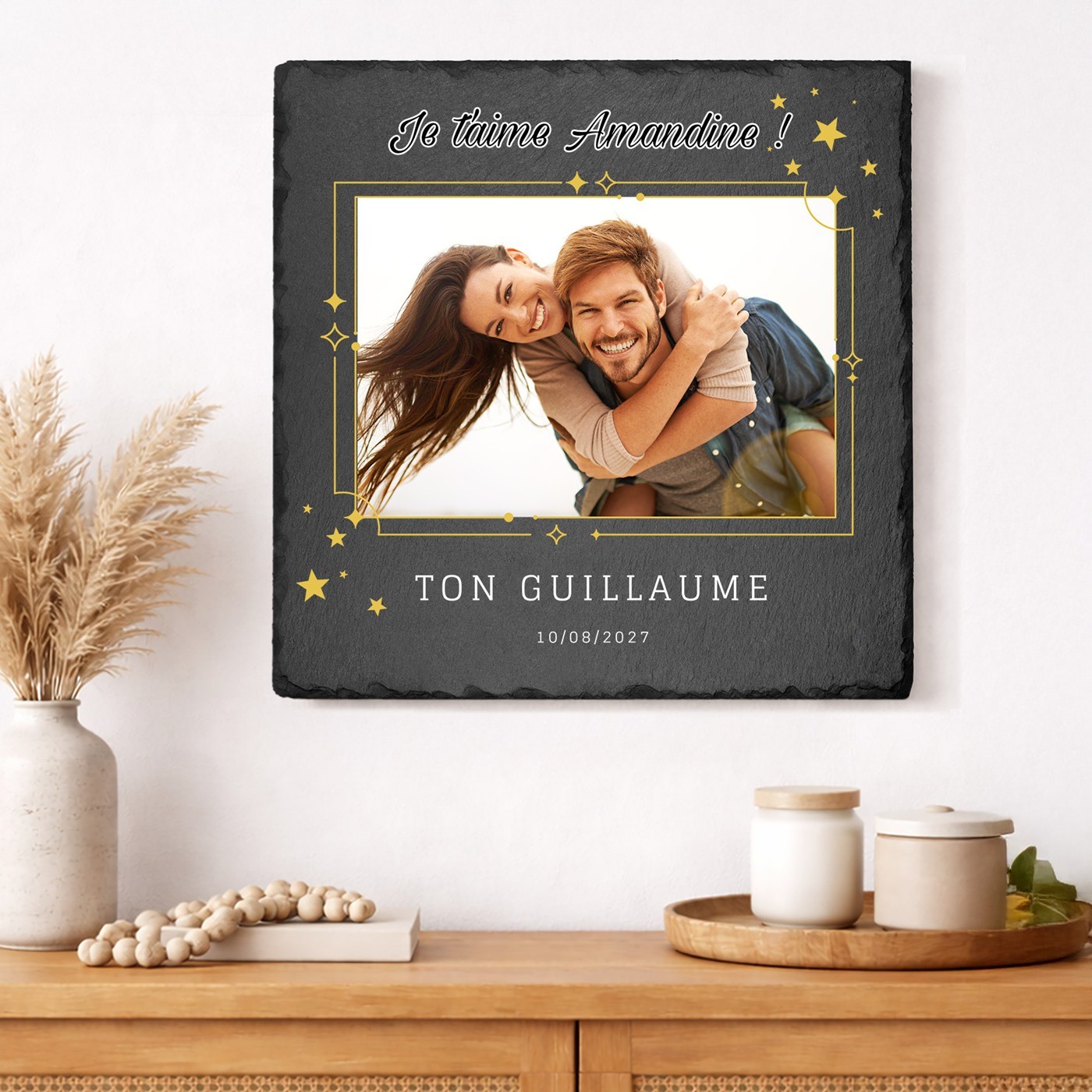 Pierre en ardoise personnalisée avec photo pour épouse - Anniversaire de mariage