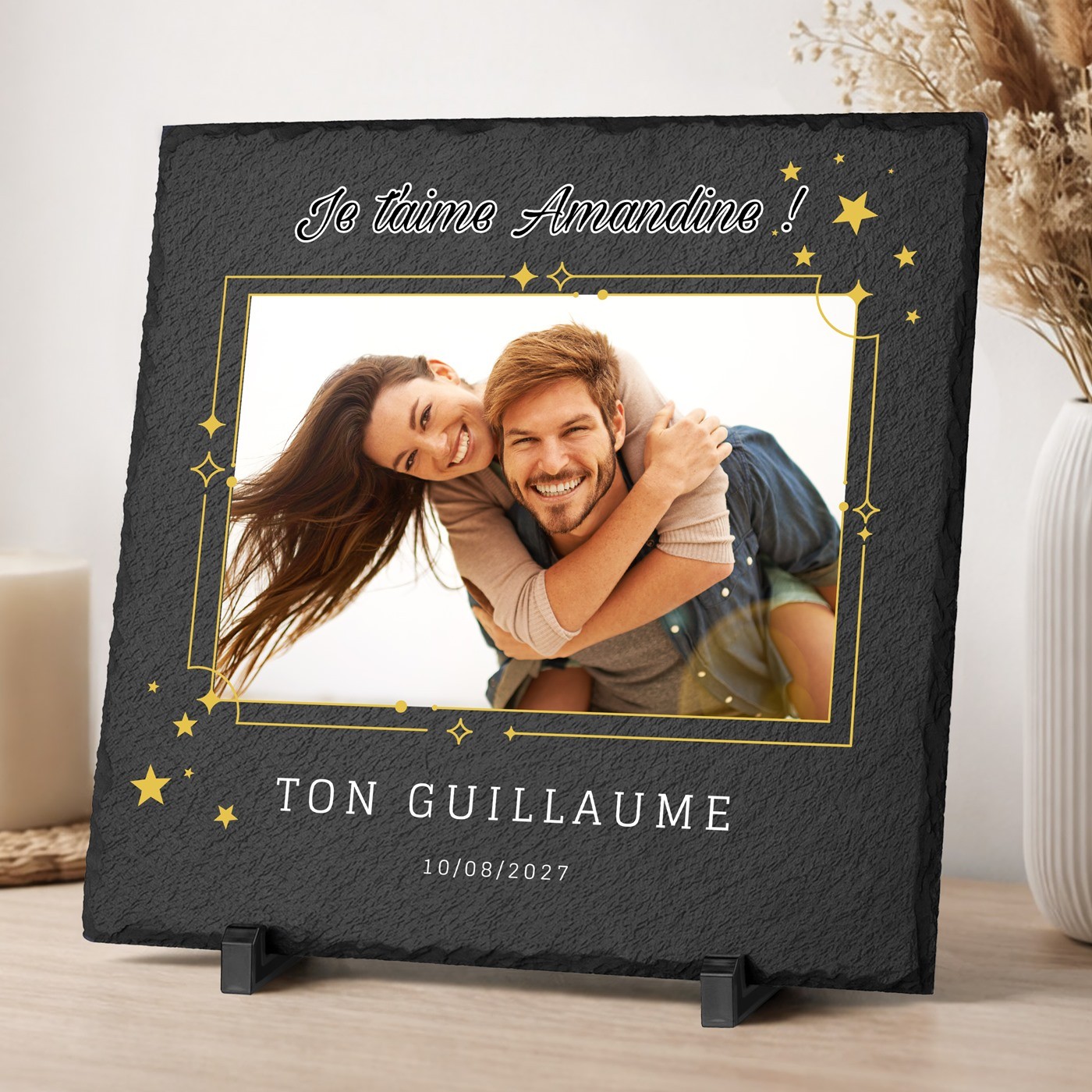 Piedra de pizarra personalizada con foto para esposa - Aniversario de boda