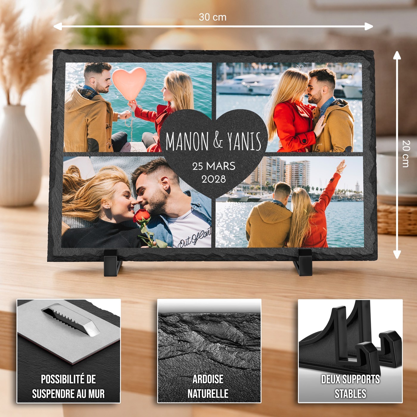 Pizarra personalizada con foto para pareja, regalo de aniversario de boda