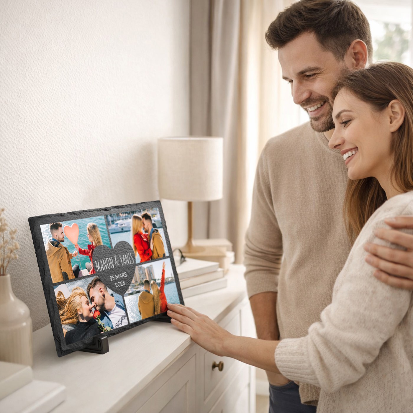 Pizarra personalizada con foto para pareja, regalo de aniversario de boda