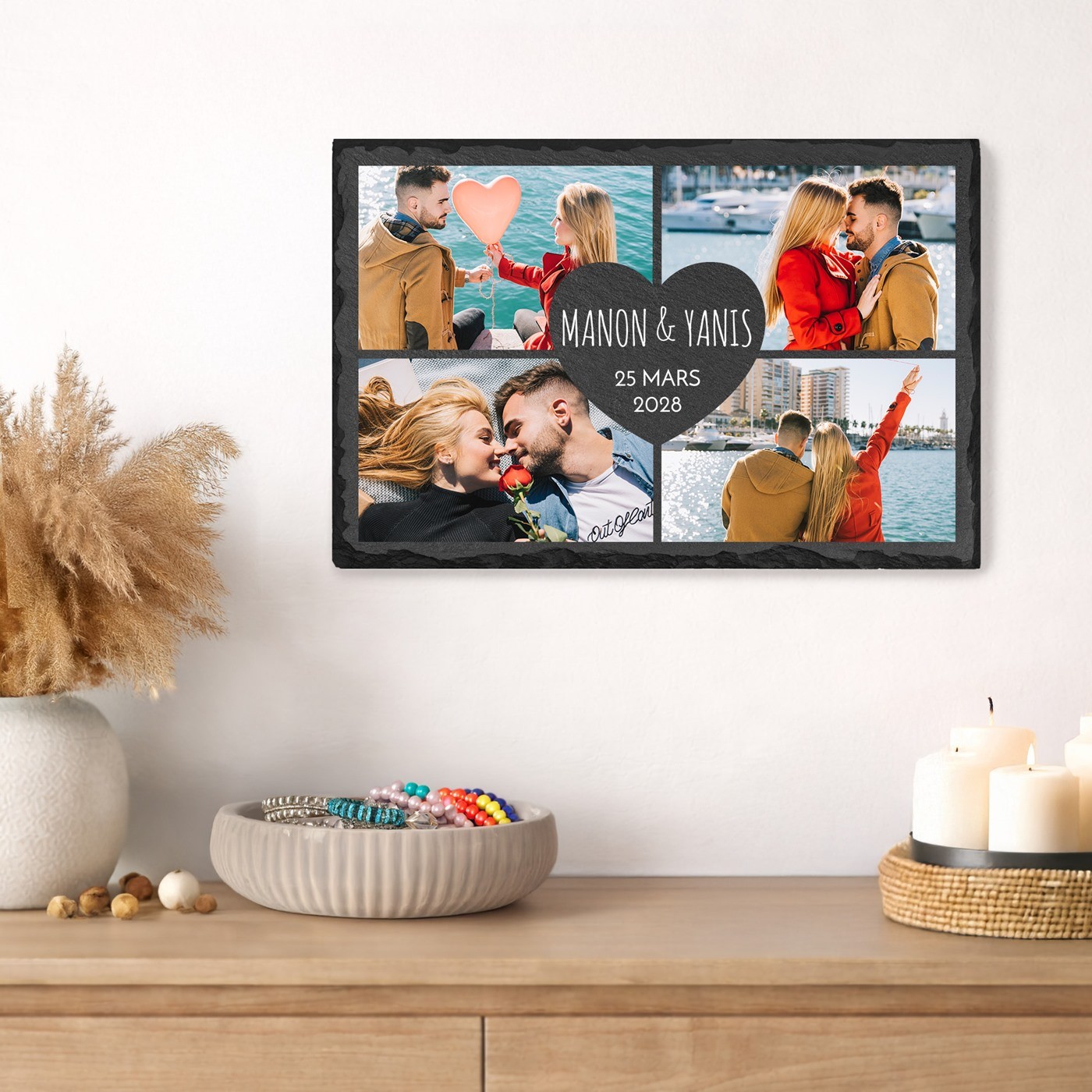 Pizarra personalizada con foto para pareja, regalo de aniversario de boda