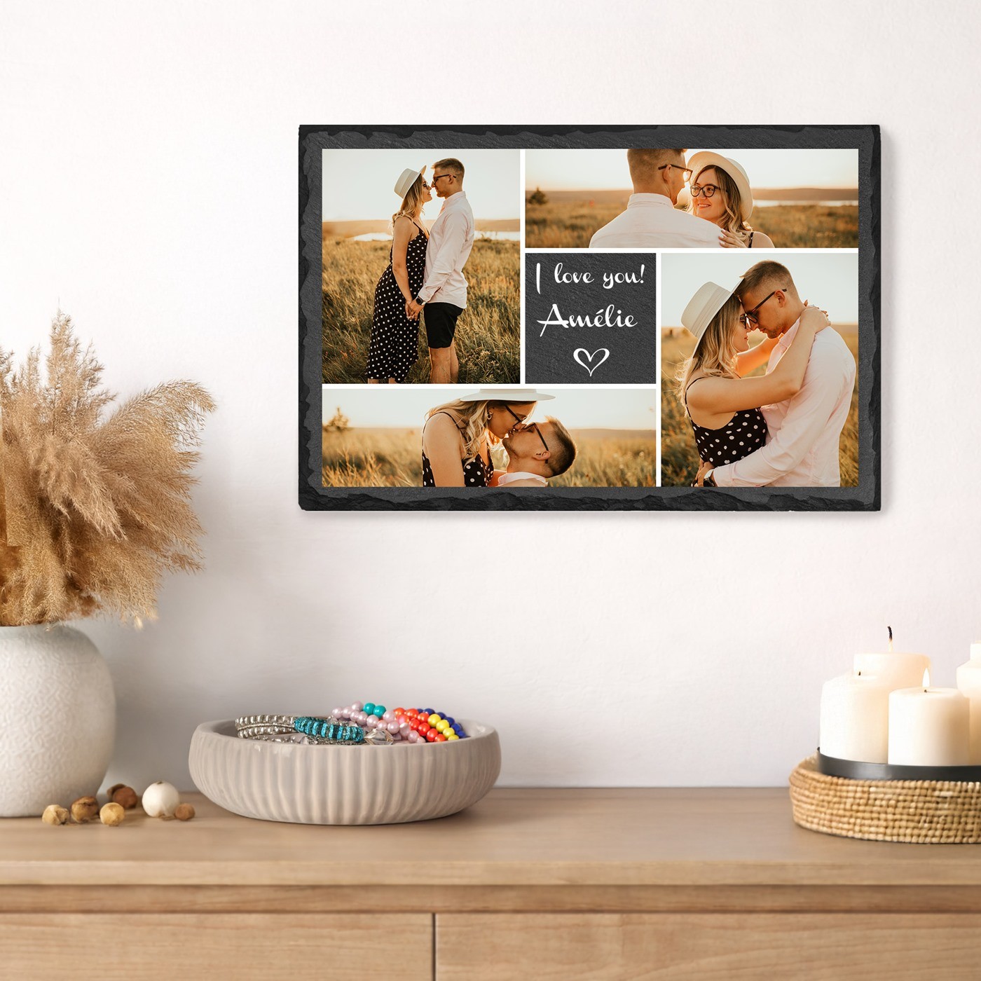 Piedra de pizarra personalizada con foto para mujer - regalo de aniversario de boda
