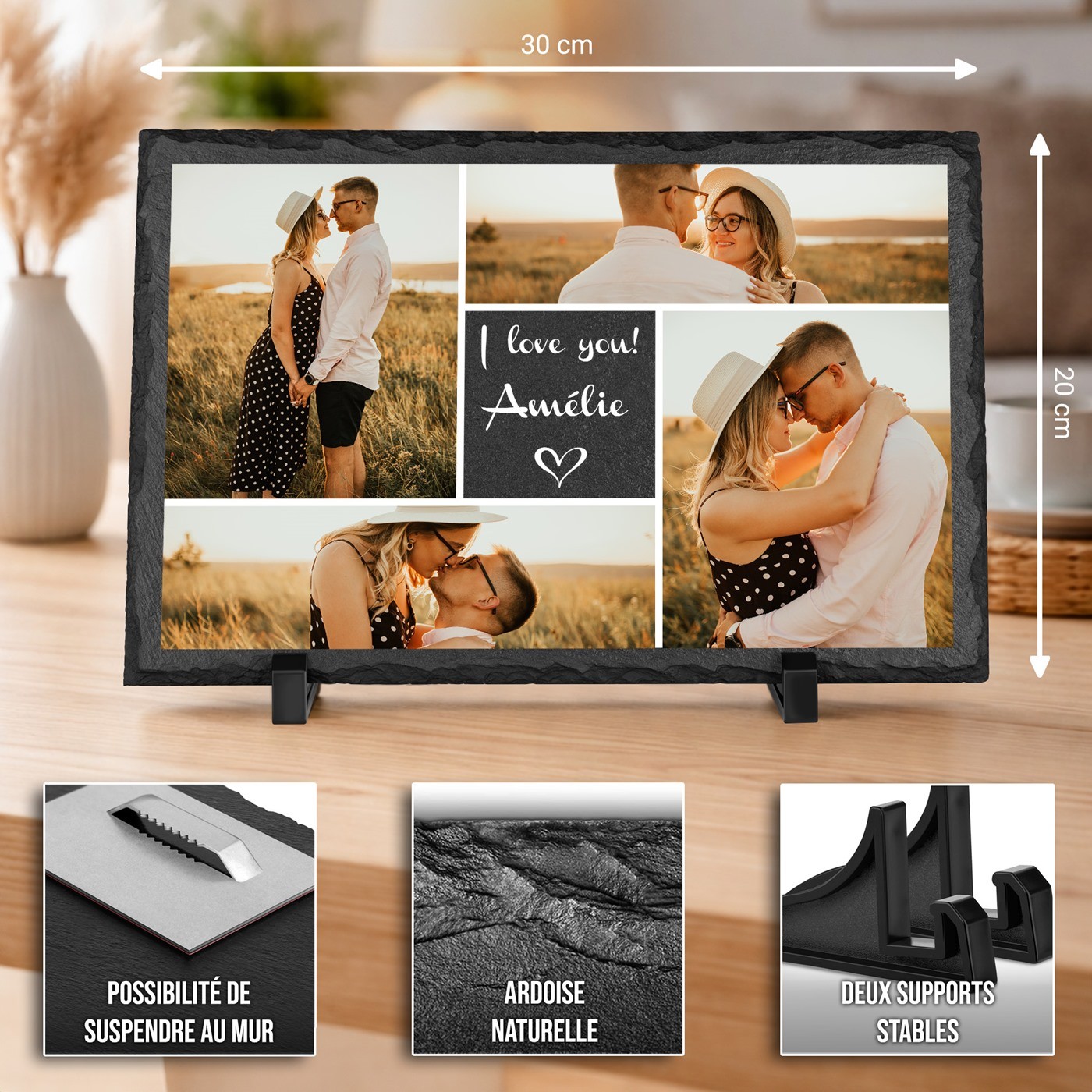 Piedra de pizarra personalizada con foto para mujer - regalo de aniversario de boda