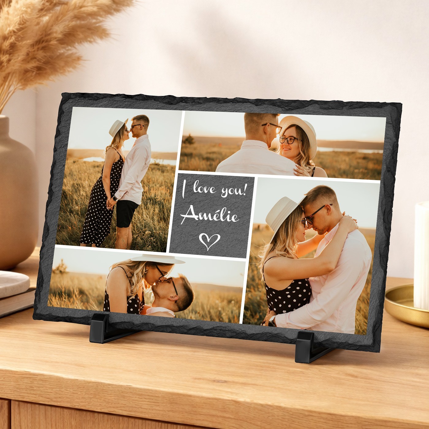 Piedra de pizarra personalizada con foto para mujer - regalo de aniversario de boda