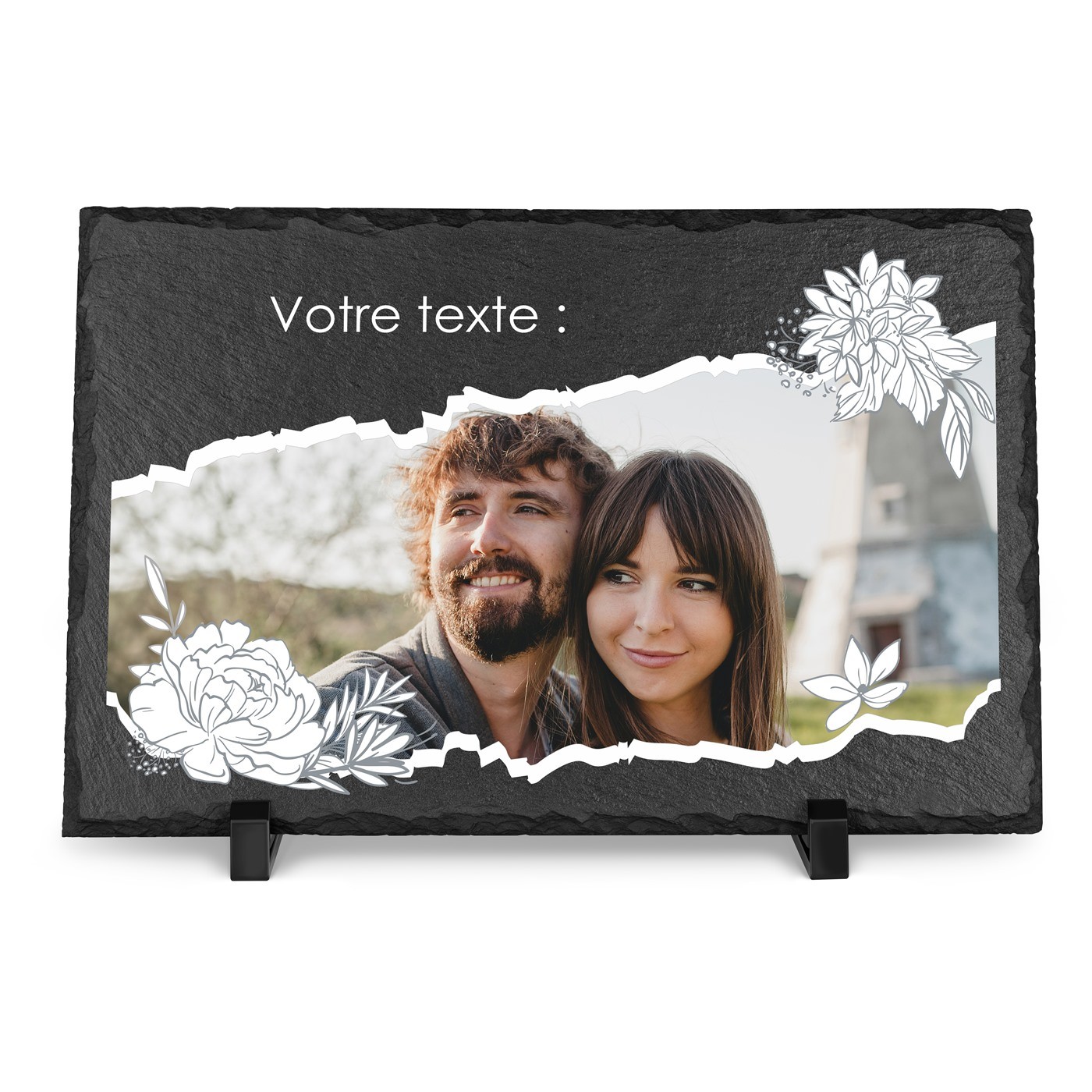 Murrano Personalized Blackboard Stone with Photo for Her or Him, Wedding Anniversary Gift