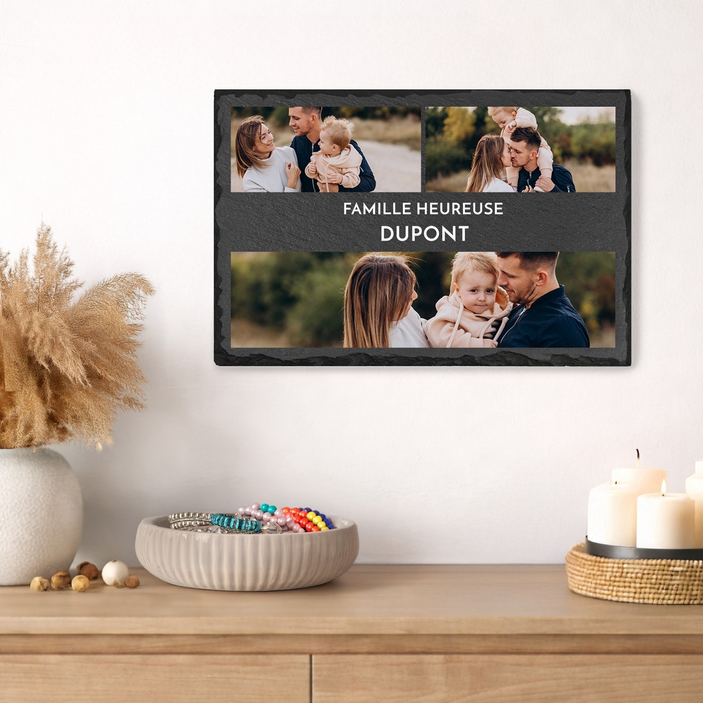 Piedra de pizarra personalizada con foto para una pareja para una cremallera