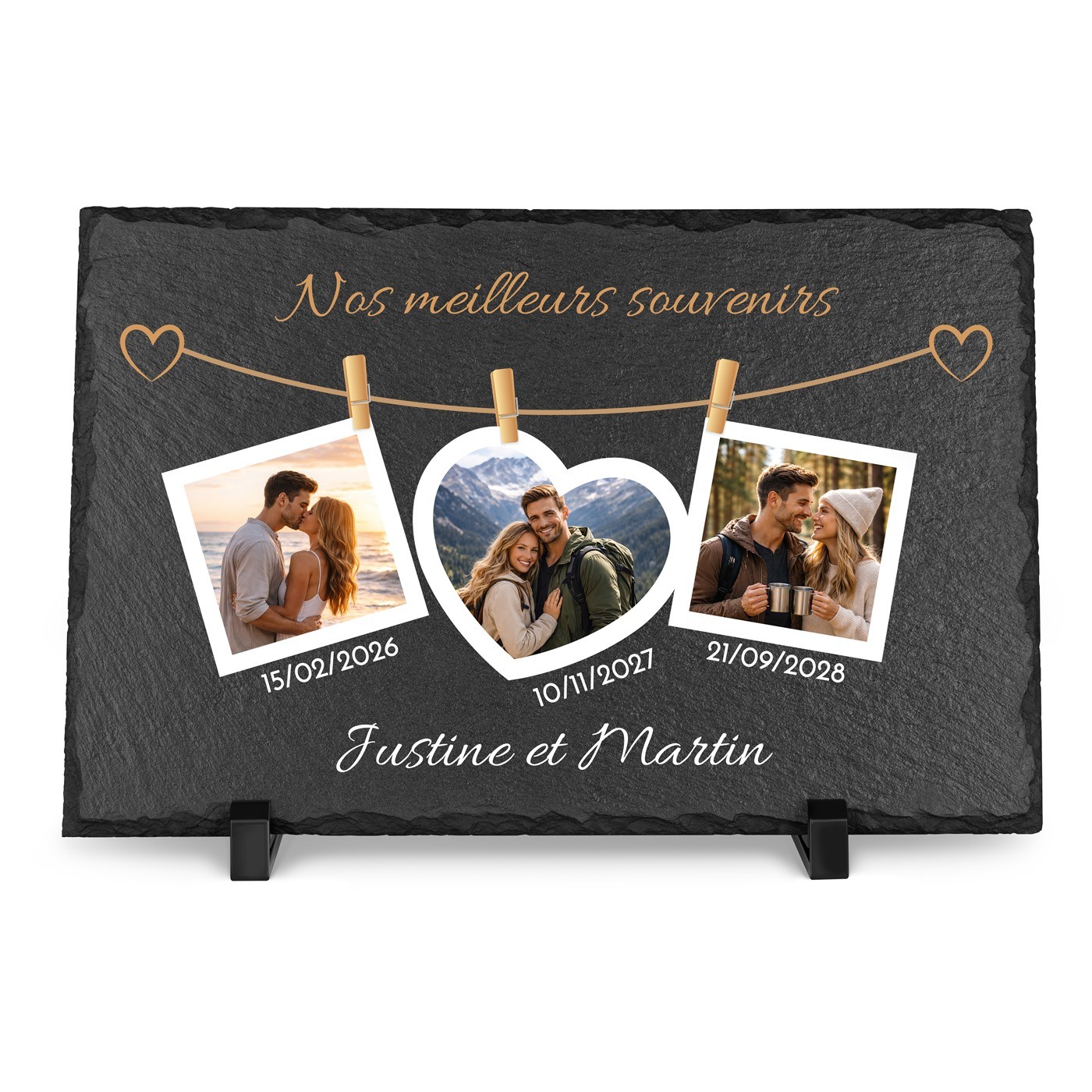 Piedra de pizarra Murrano con impresión de foto personalizada para ella y él por el aniversario de boda