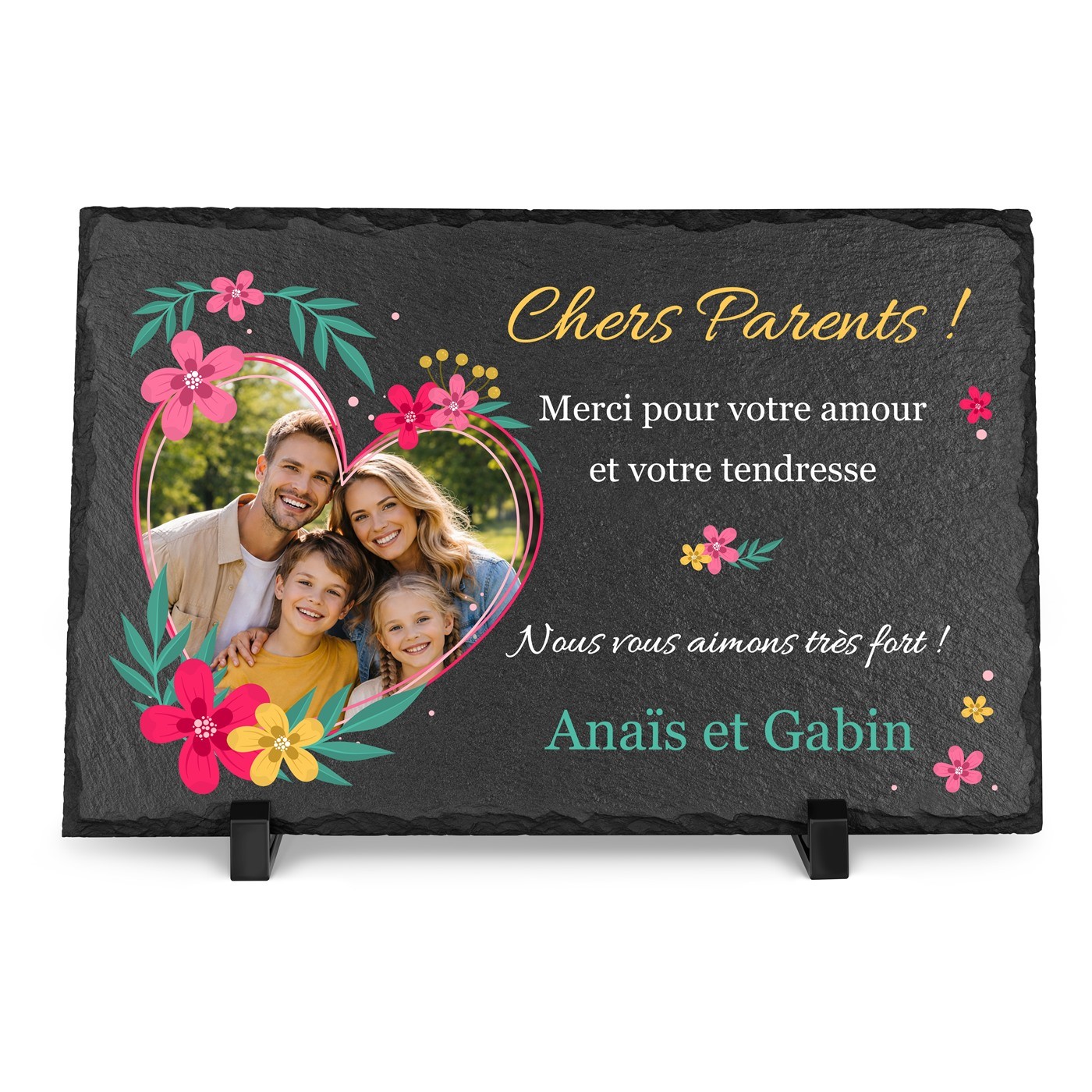Tablero de pizarra Murrano con impresión de foto para padres - Regalo de aniversario de boda