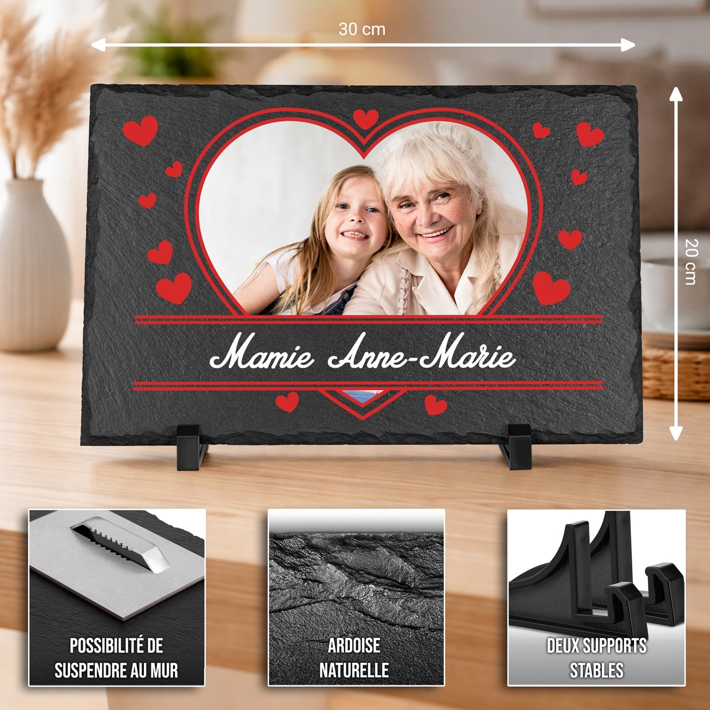 Piedra de pizarra personalizada con foto para el cumpleaños de la abuela