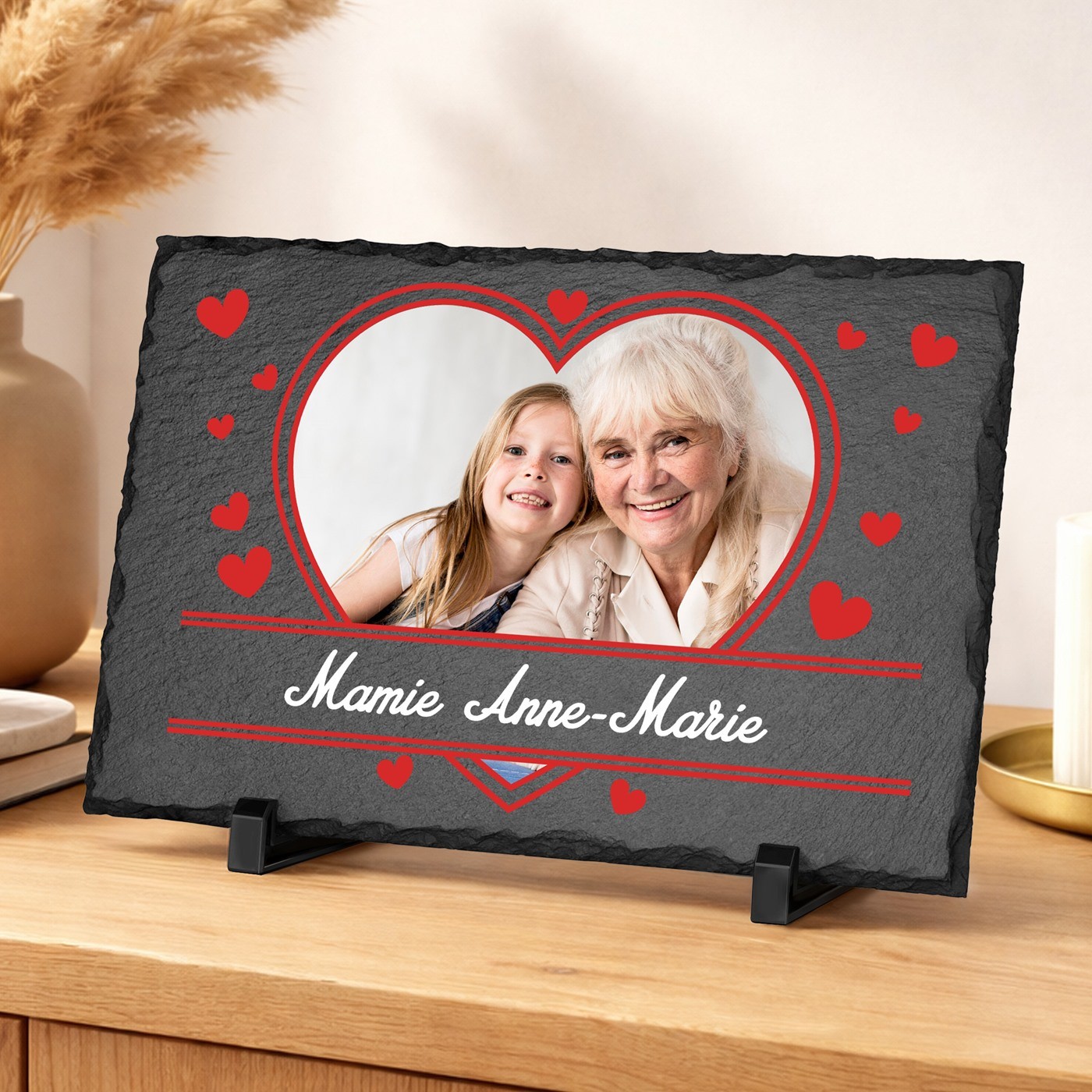 Piedra de pizarra personalizada con foto para el cumpleaños de la abuela
