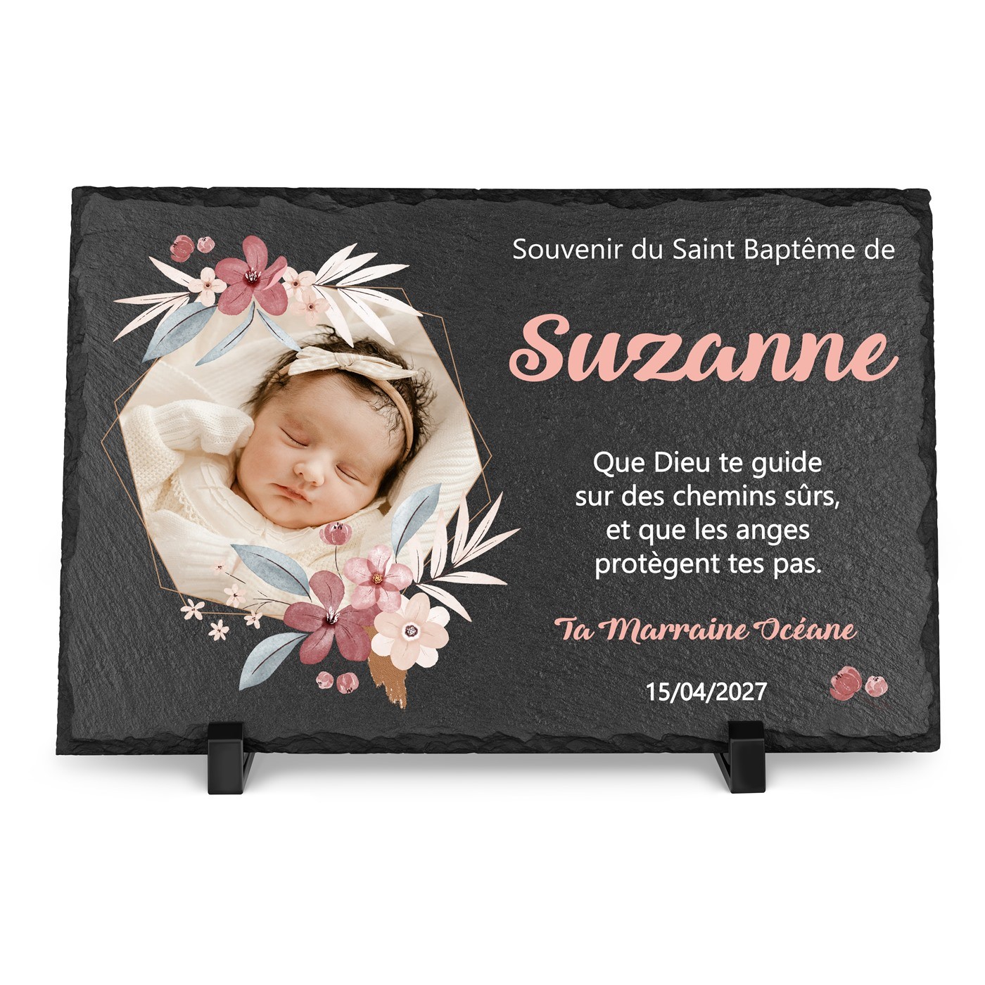 Murrano Personalized Blackboard Stone for Godmother's Baptism