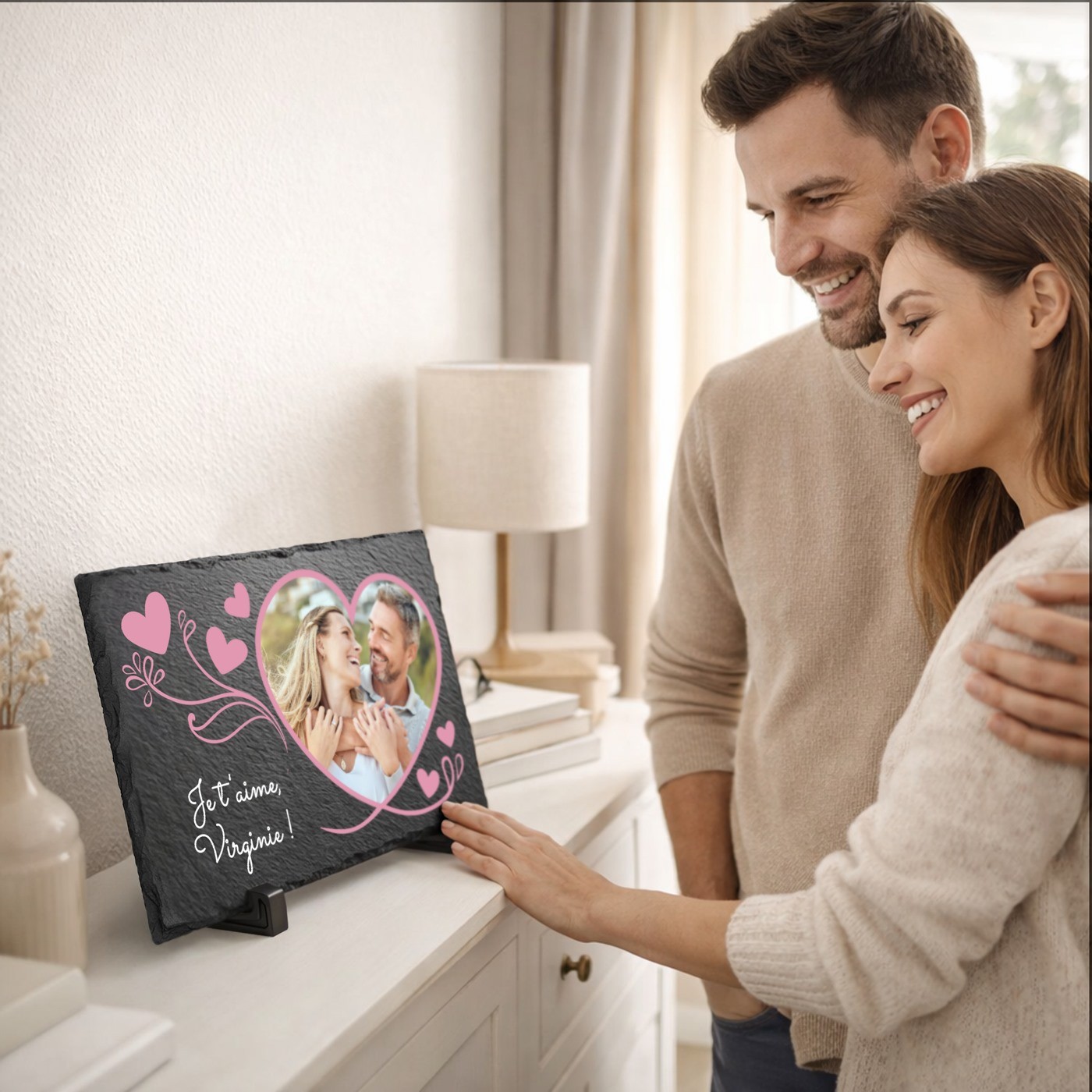Piedra de pizarra personalizada con foto para mujer - Regalo de San Valentín