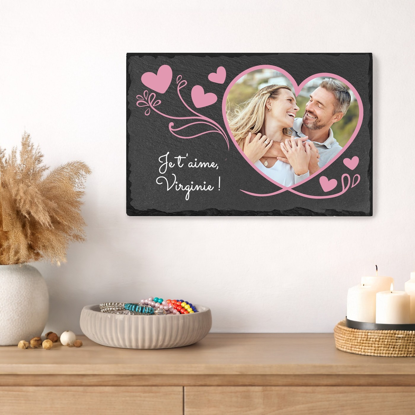 Piedra de pizarra personalizada con foto para mujer - Regalo de San Valentín