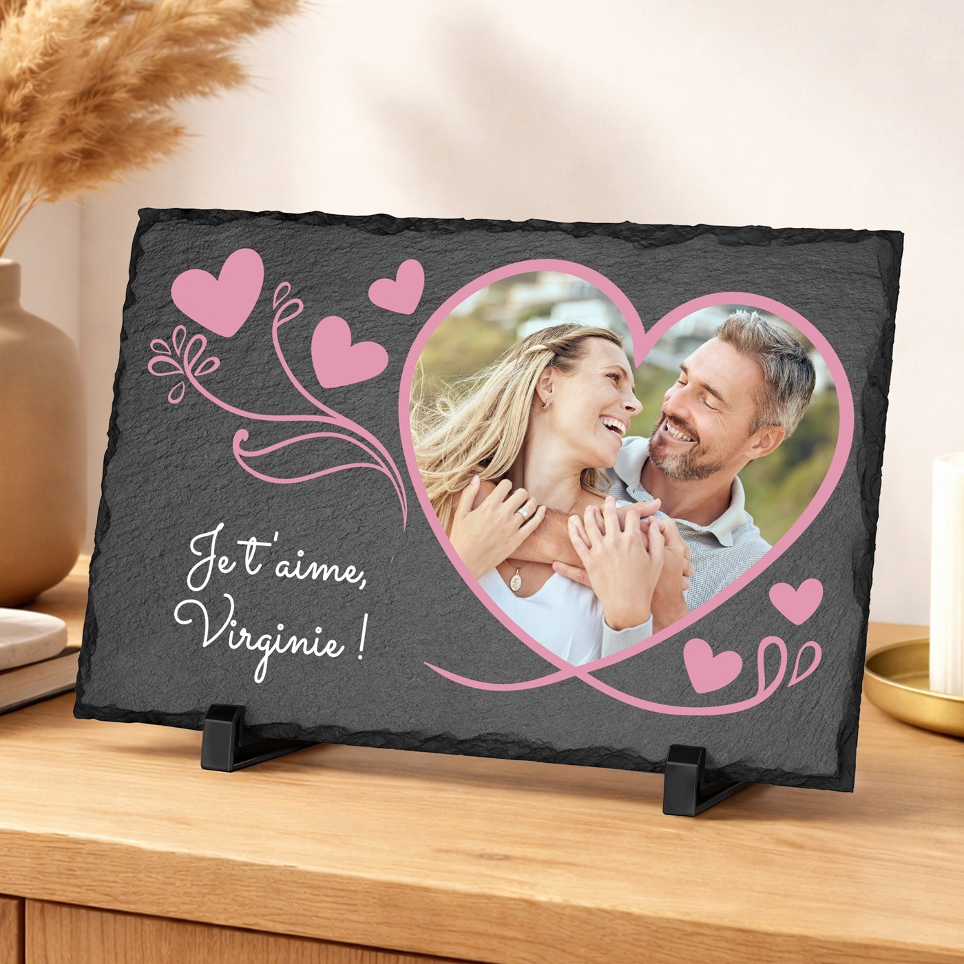 Piedra de pizarra personalizada con foto para mujer - Regalo de San Valentín