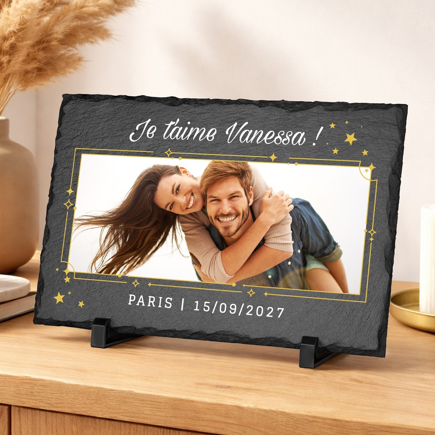 Tablero de pizarra Murrano con impresión de foto - Regalo de San Valentín personalizado para ella