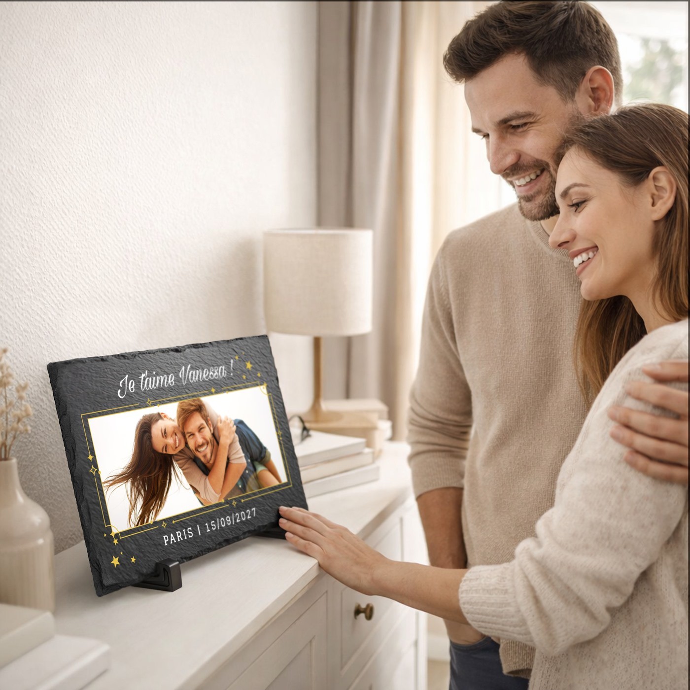 Tablero de pizarra Murrano con impresión de foto - Regalo de San Valentín personalizado para ella
