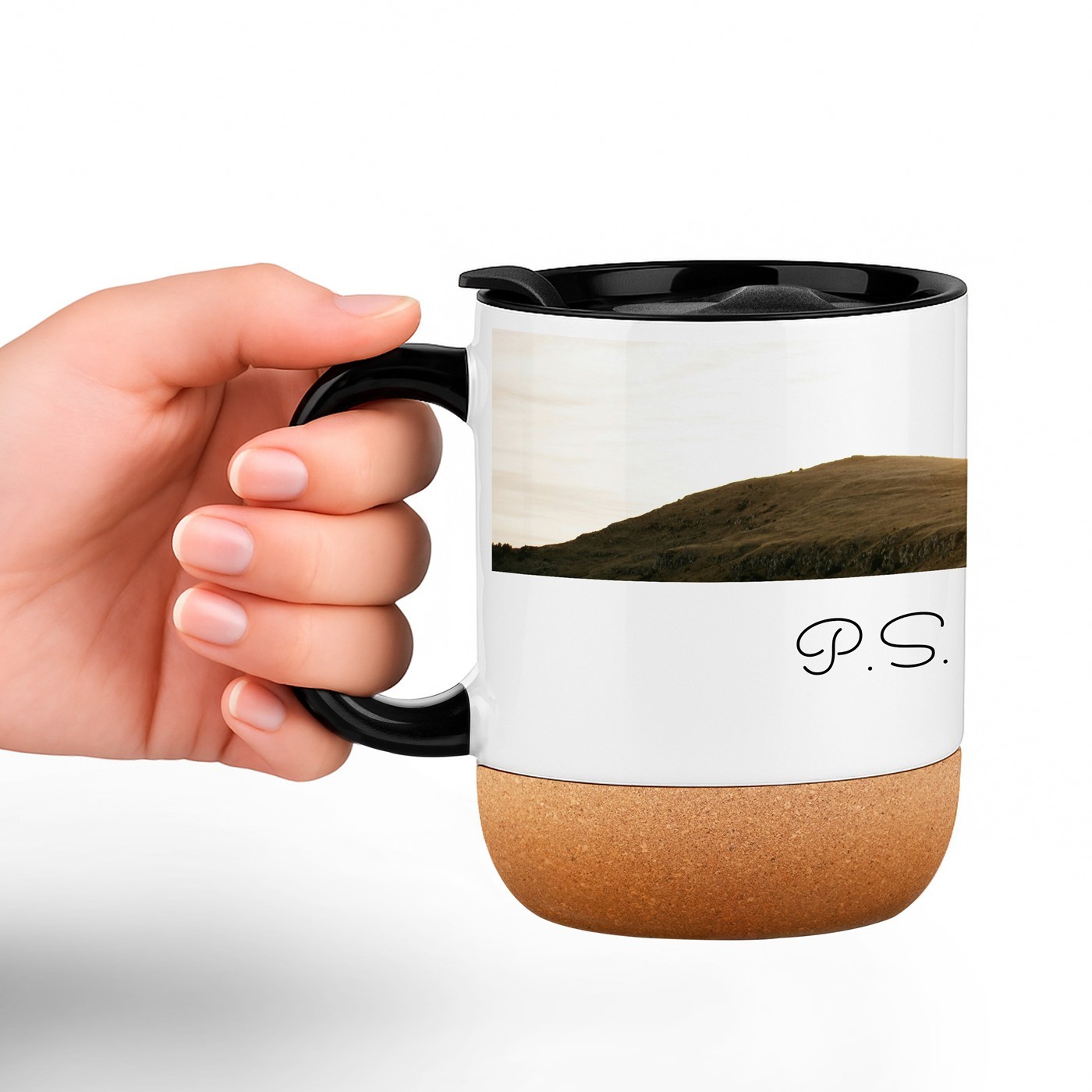Mug de cerámica Murrano con base de corcho y tapa para un regalo de cumpleaños o de San Valentín para mujer