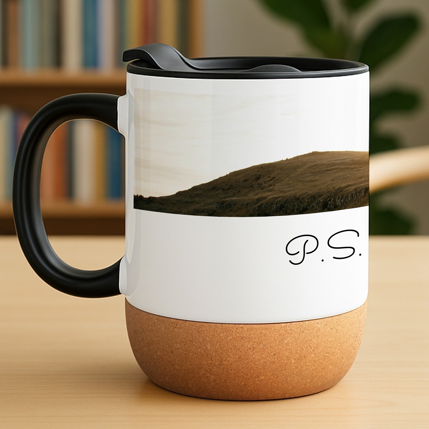 Mug de cerámica Murrano con base de corcho y tapa para un regalo de cumpleaños o de San Valentín para mujer
