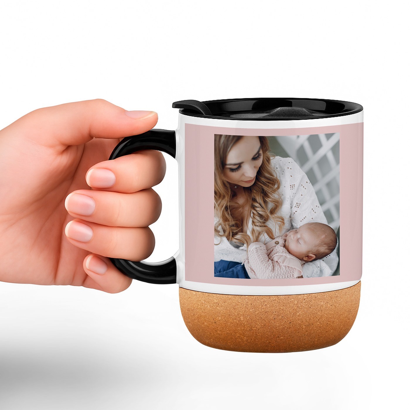 Mug de cerámica Murrano con base de corcho y impresión personalizada para el primer Día de la Madre