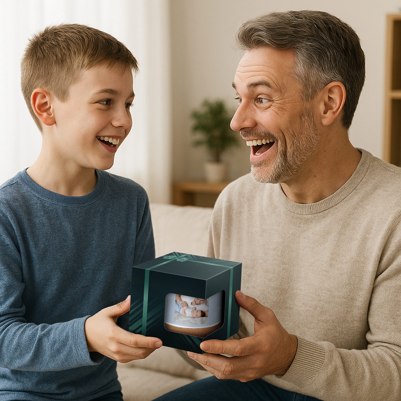 Mug de cerámica Murrano con base de corcho y impresión personalizada para el primer Día del Padre