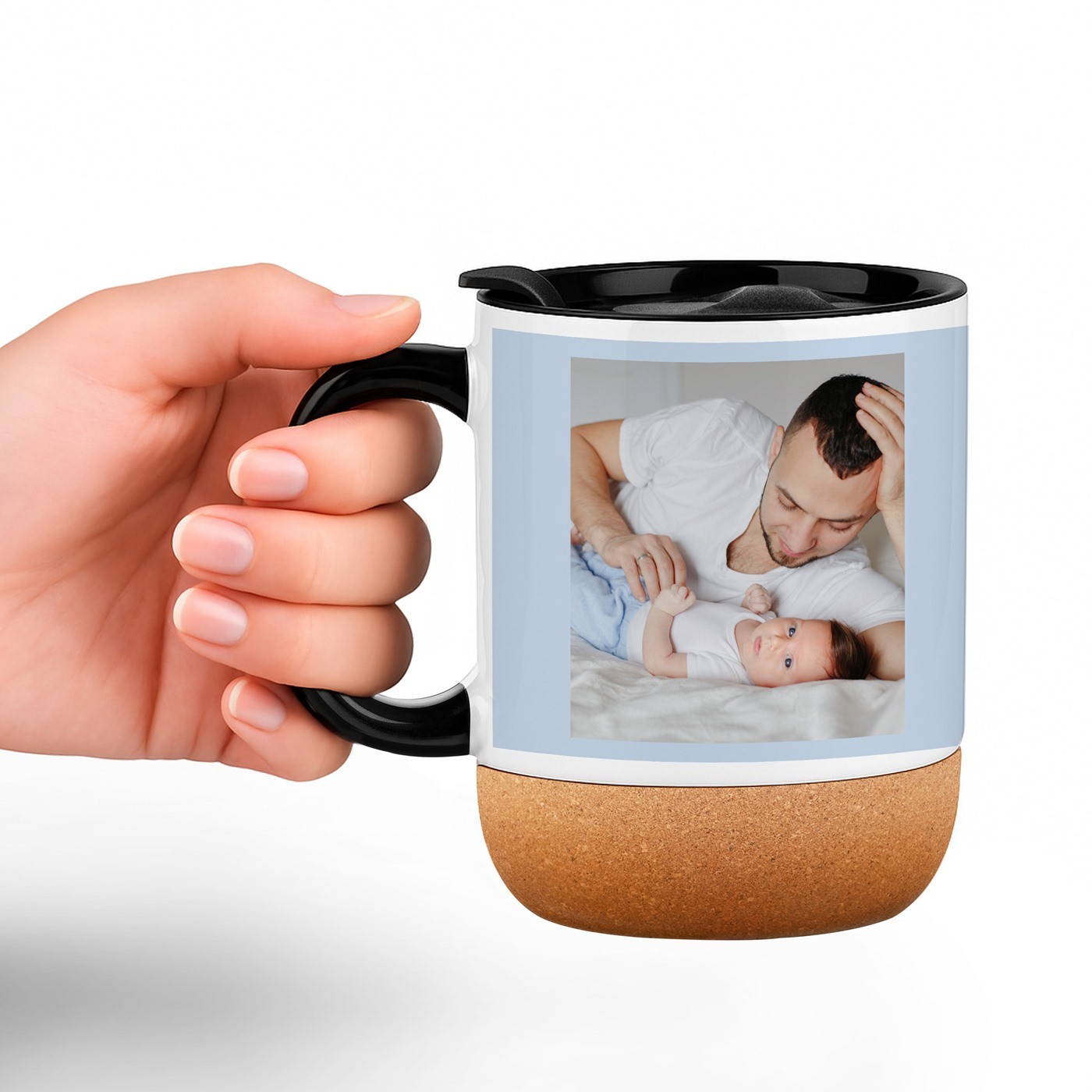Mug de cerámica Murrano con base de corcho y impresión personalizada para el primer Día del Padre
