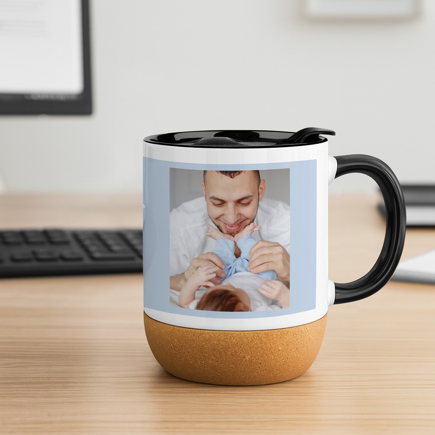 Mug de cerámica Murrano con base de corcho y impresión personalizada para el primer Día del Padre