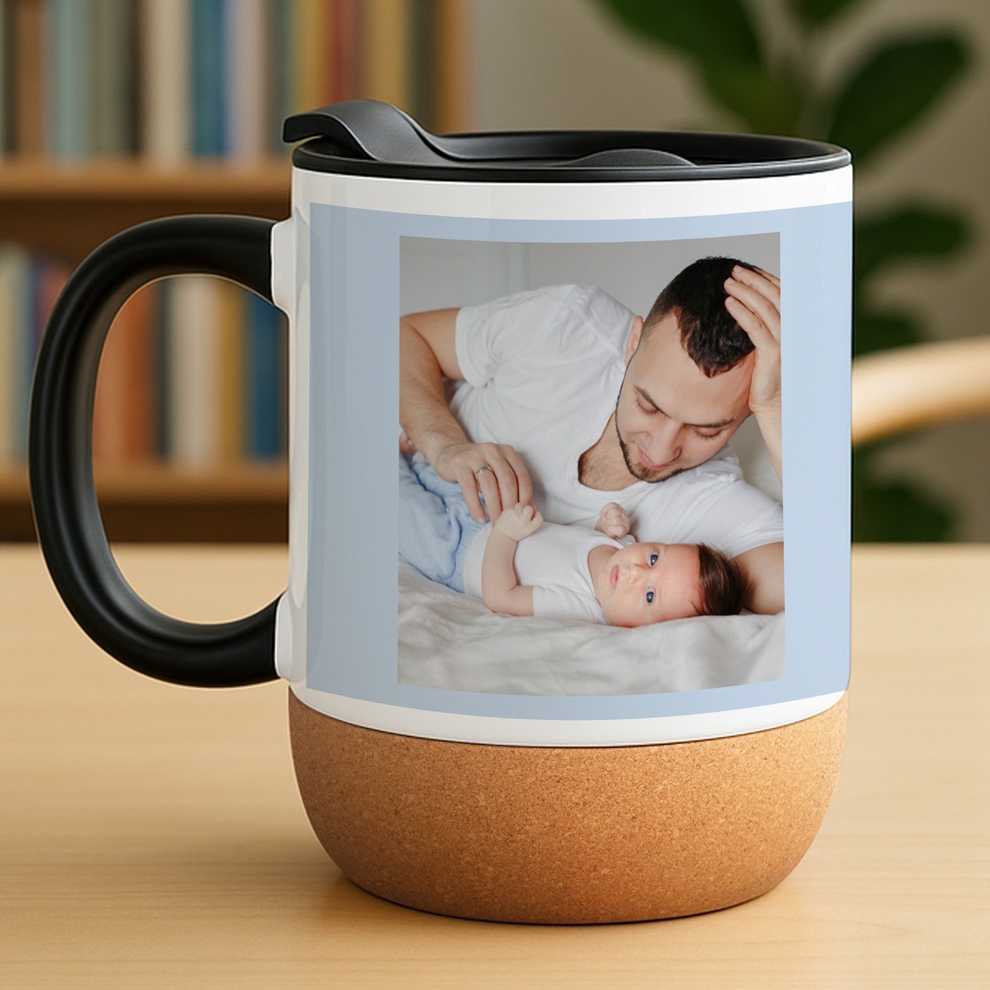Mug de cerámica Murrano con base de corcho y impresión personalizada para el primer Día del Padre