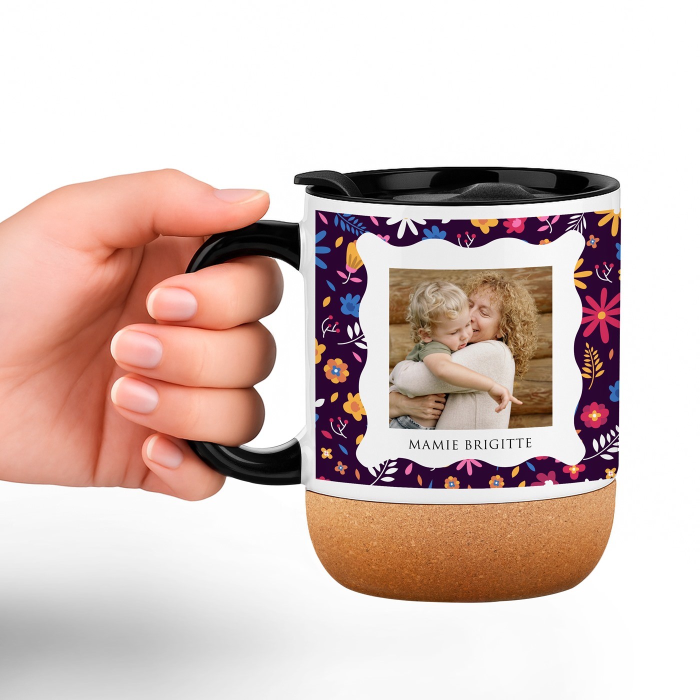 Murrano Ceramic Mug with Cork Base and Lid for Grandparents' Day