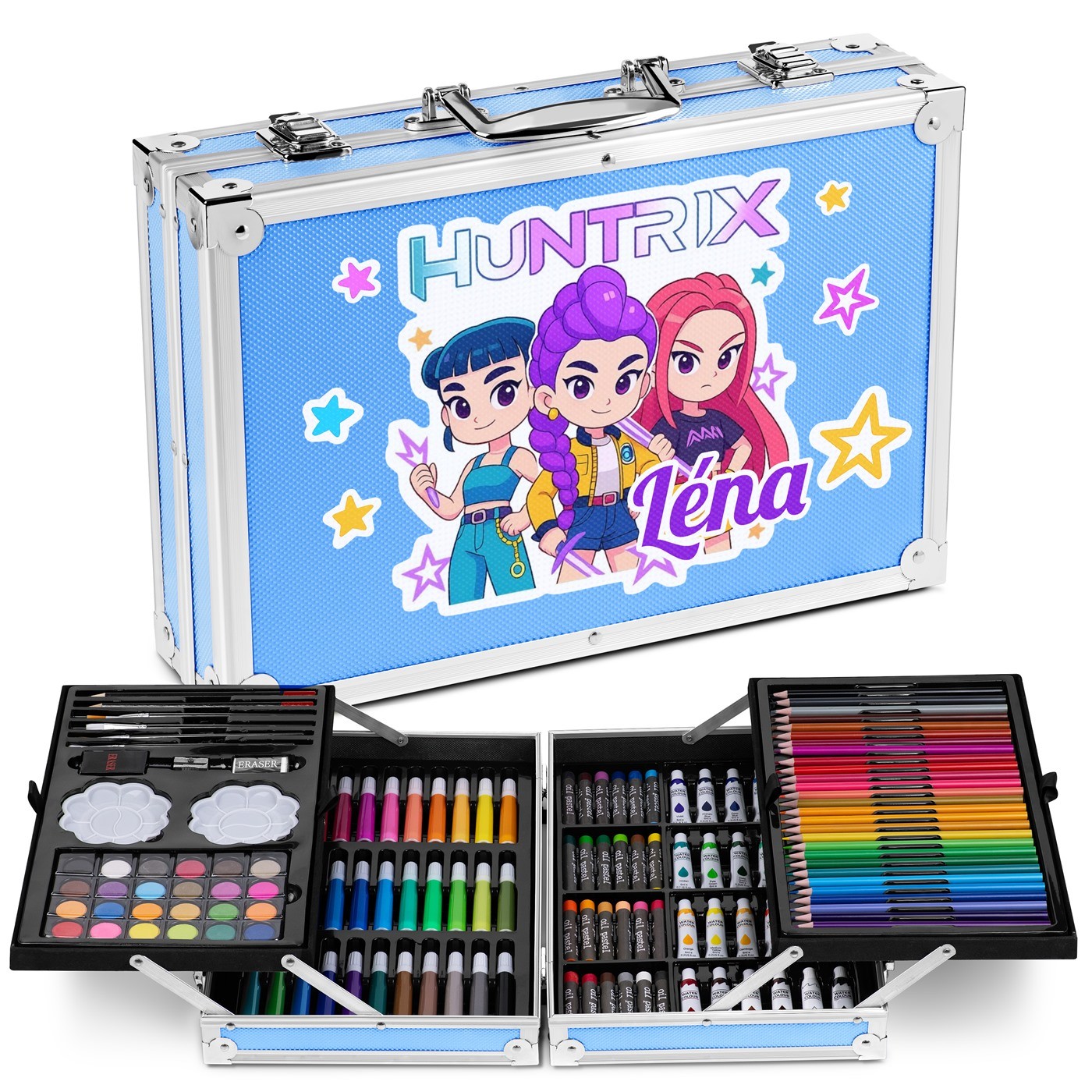 Murrano Personalized Blue Coloring Case with Huntrix for a Little Girl