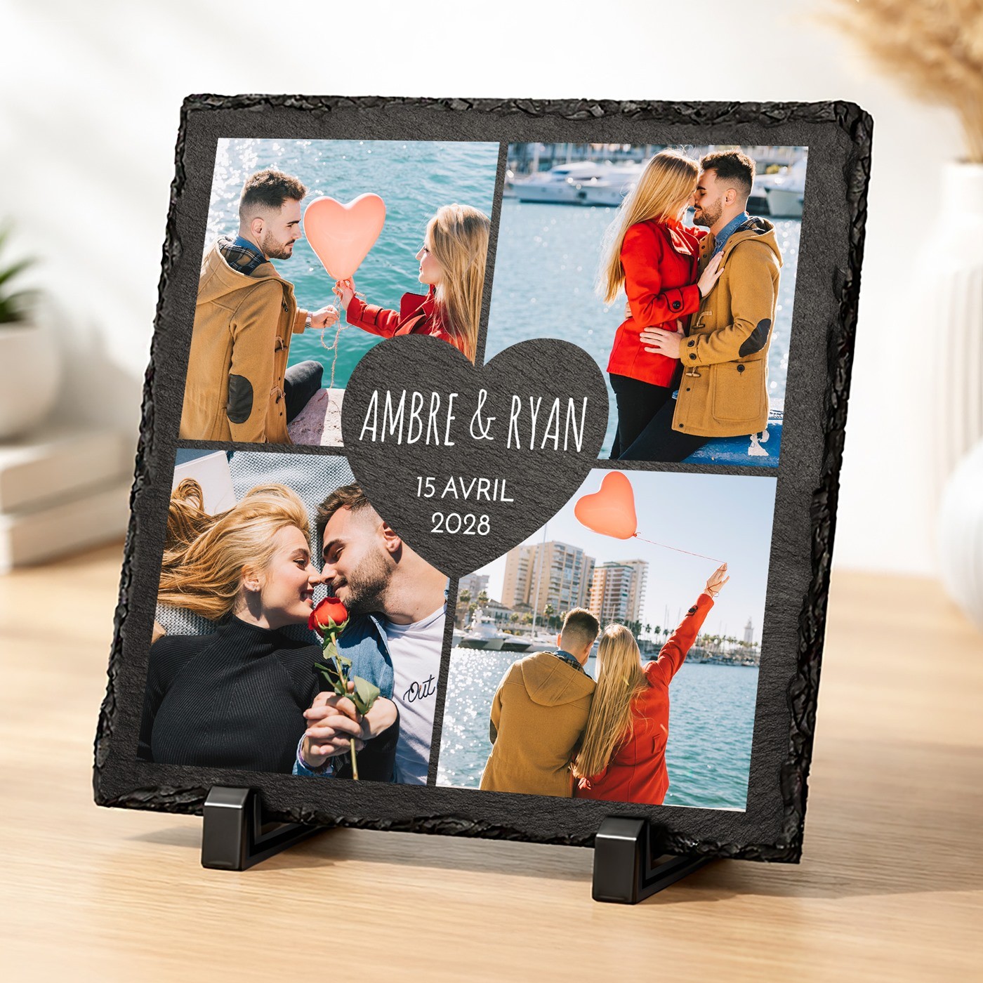 Tabla de pizarra con impresión de foto para pareja, regalo de aniversario de boda Murrano