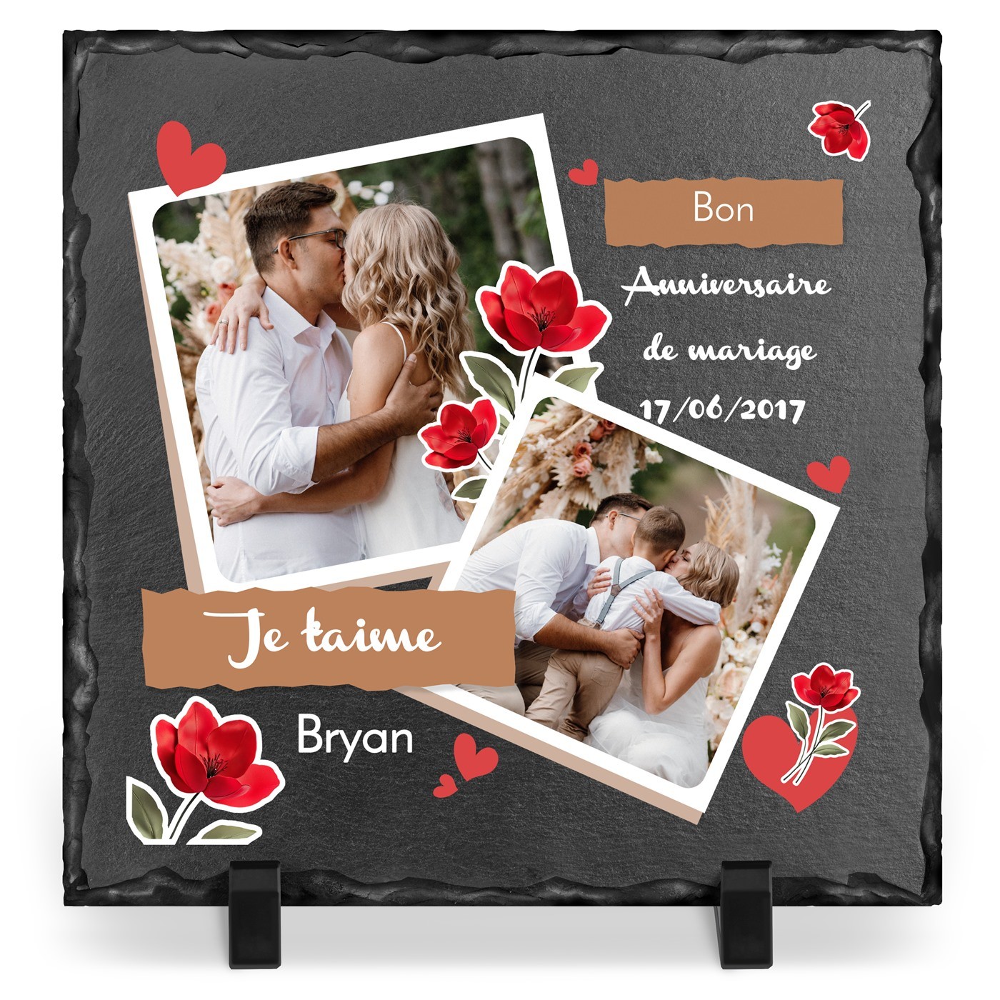 Piedra de pizarra personalizada con foto para mujer - Regalo de aniversario de boda