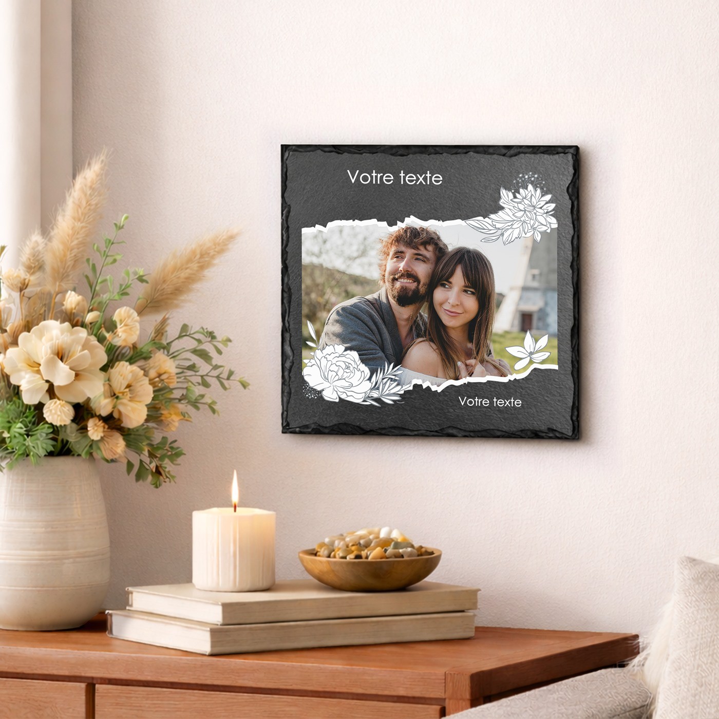 Piedra de pizarra personalizada con foto para ella o él por su cumpleaños