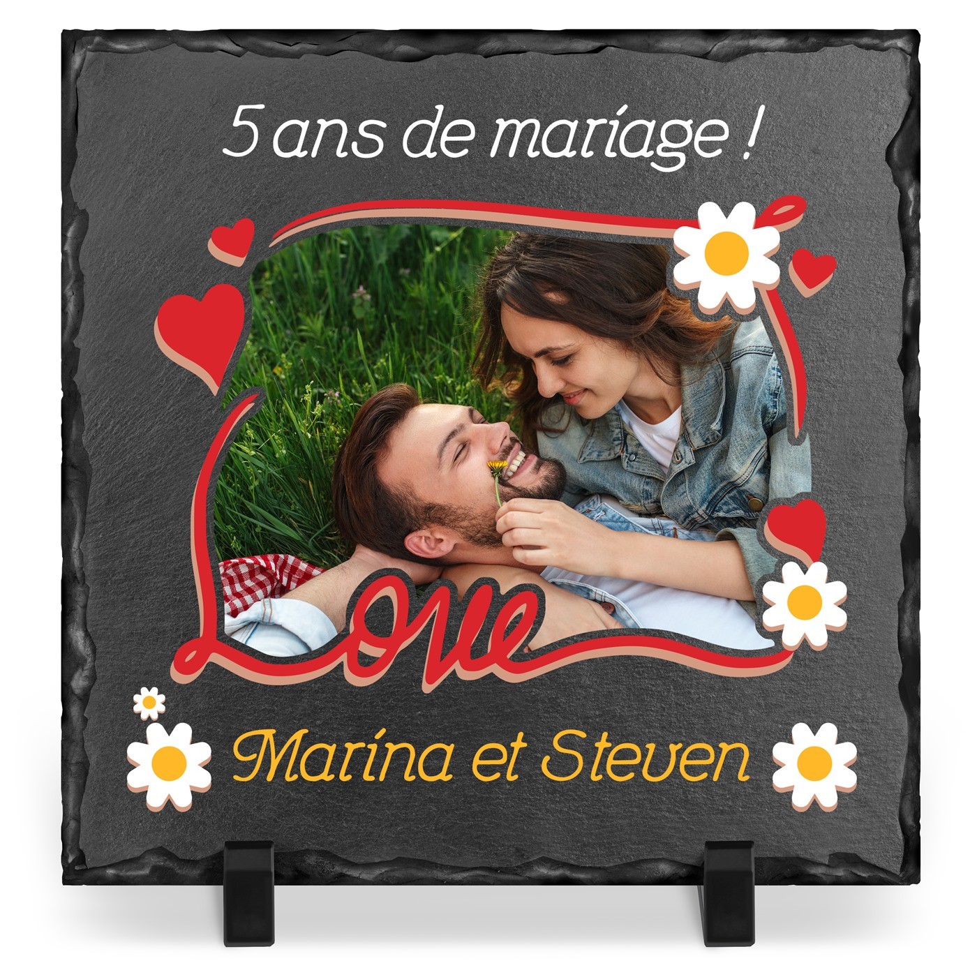 Tablette en ardoise Murrano avec impression photo pour 5e anniversaire de mariage - Pour lui ou pour elle