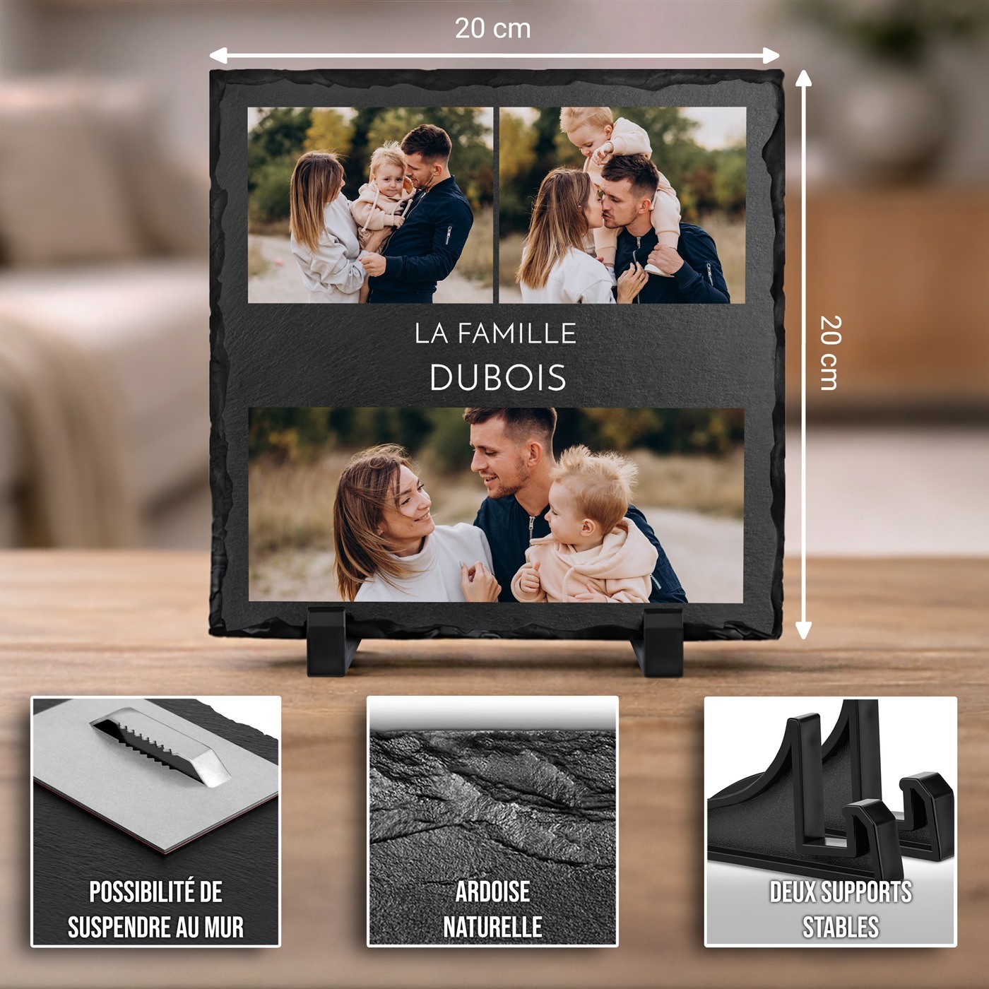 Piedra de pizarra personalizada con foto para una pareja para una fiesta de bienvenida a casa
