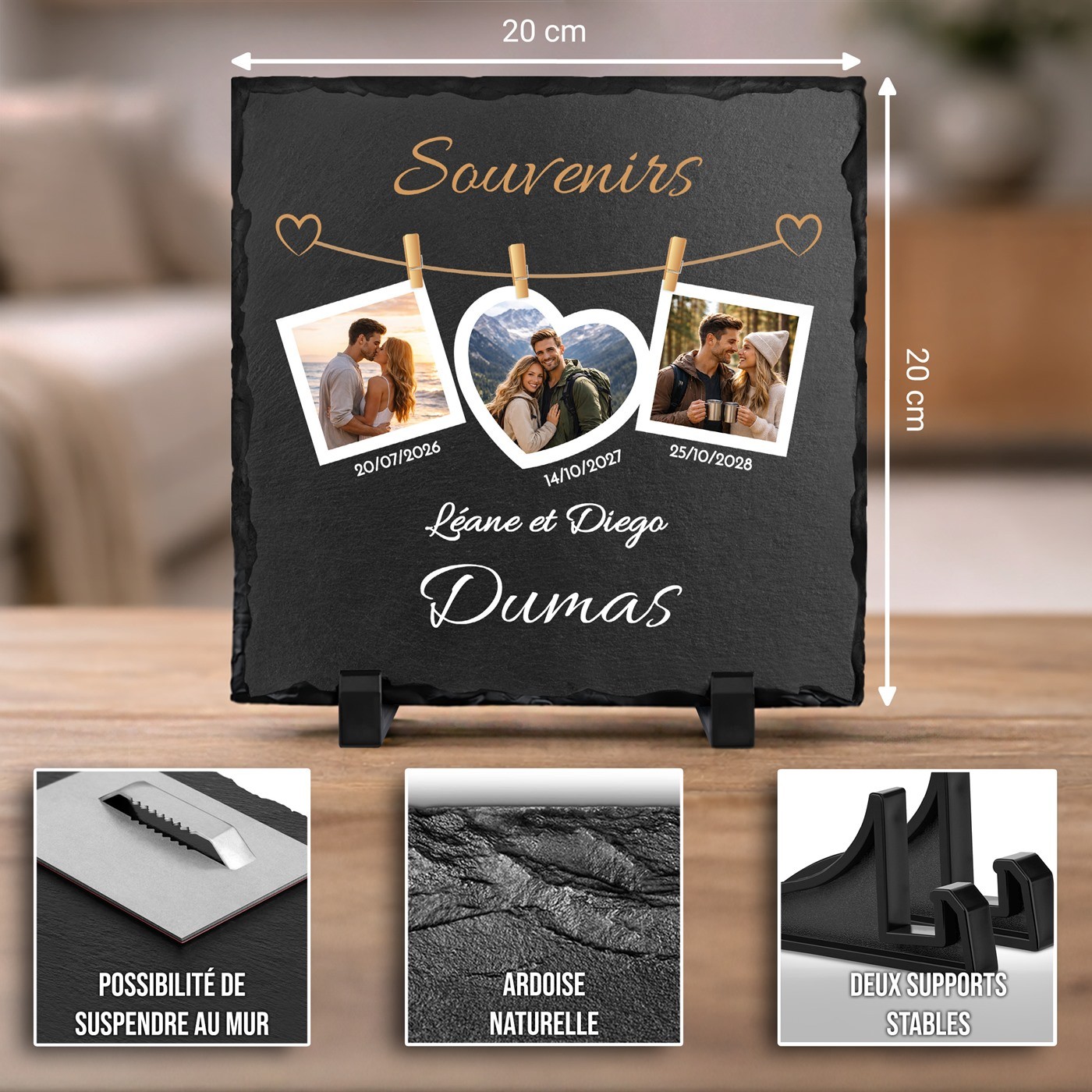 Murrano Blackboard with Photo Impression for Husband and Wife Anniversary Gift