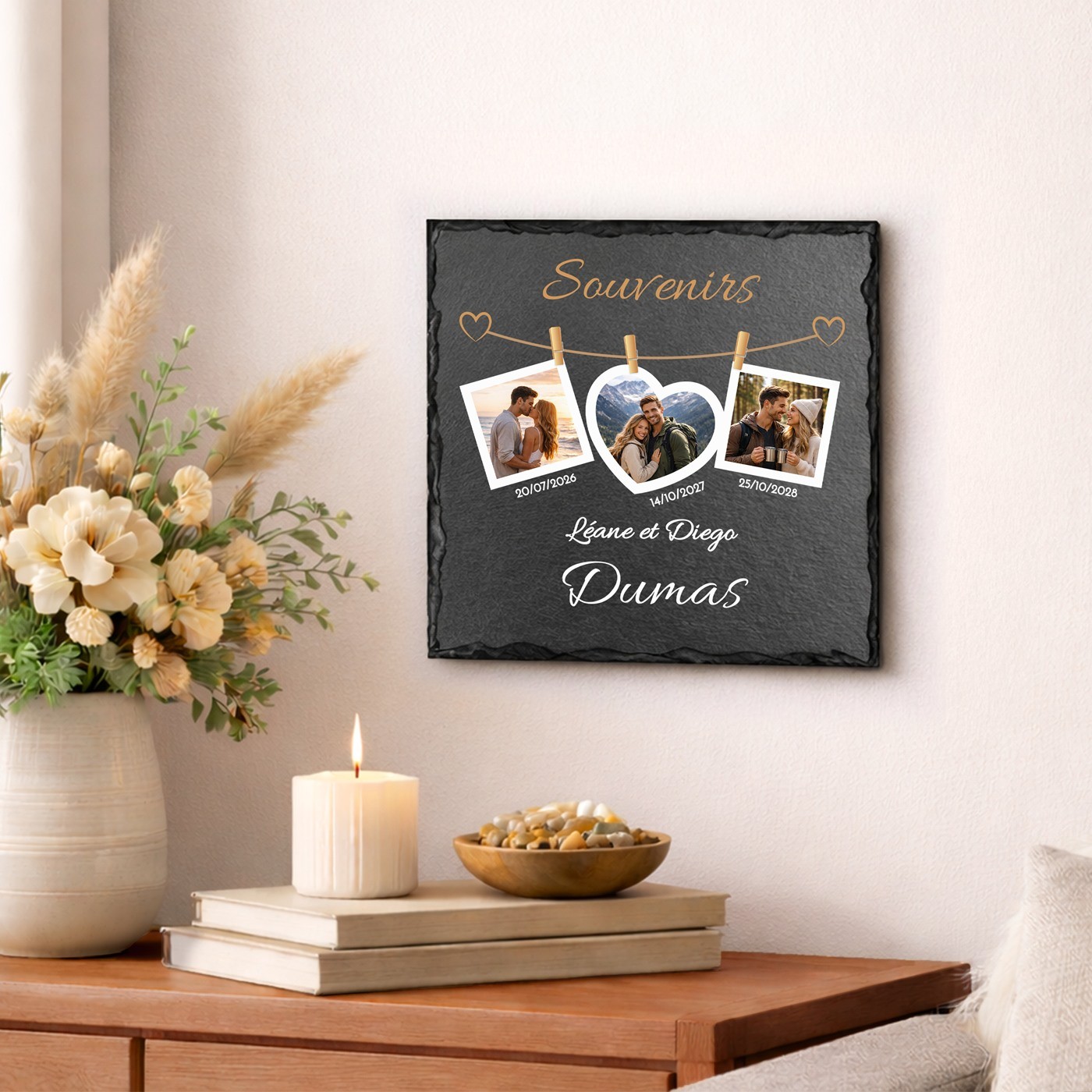 Murrano Blackboard with Photo Impression for Husband and Wife Anniversary Gift