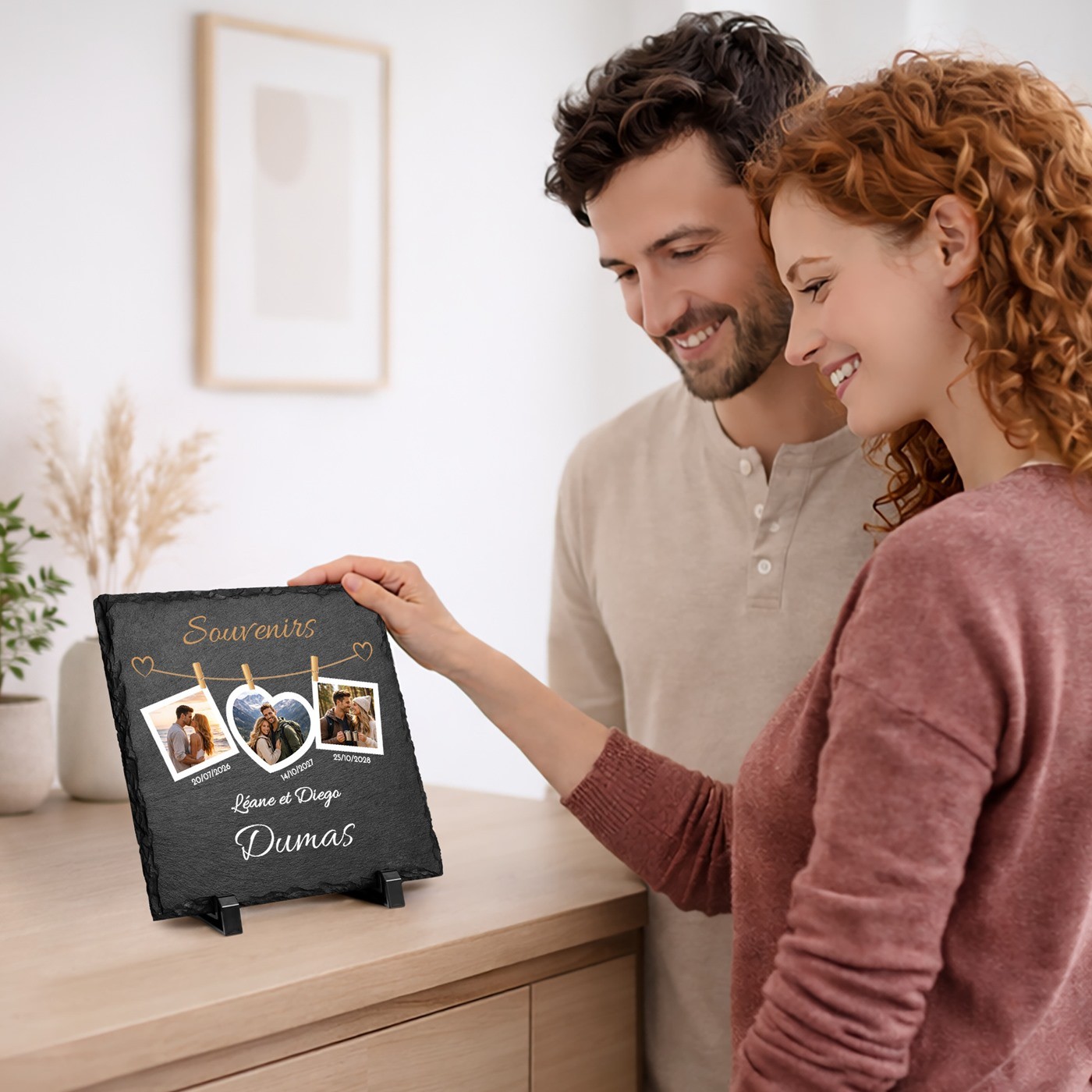 Murrano Blackboard with Photo Impression for Husband and Wife Anniversary Gift