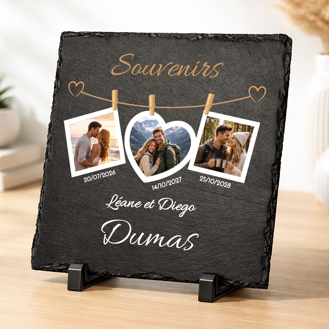 Tablero de pizarra con impresión de foto personalizada Murrano para un regalo de aniversario de bodas marido-mujer