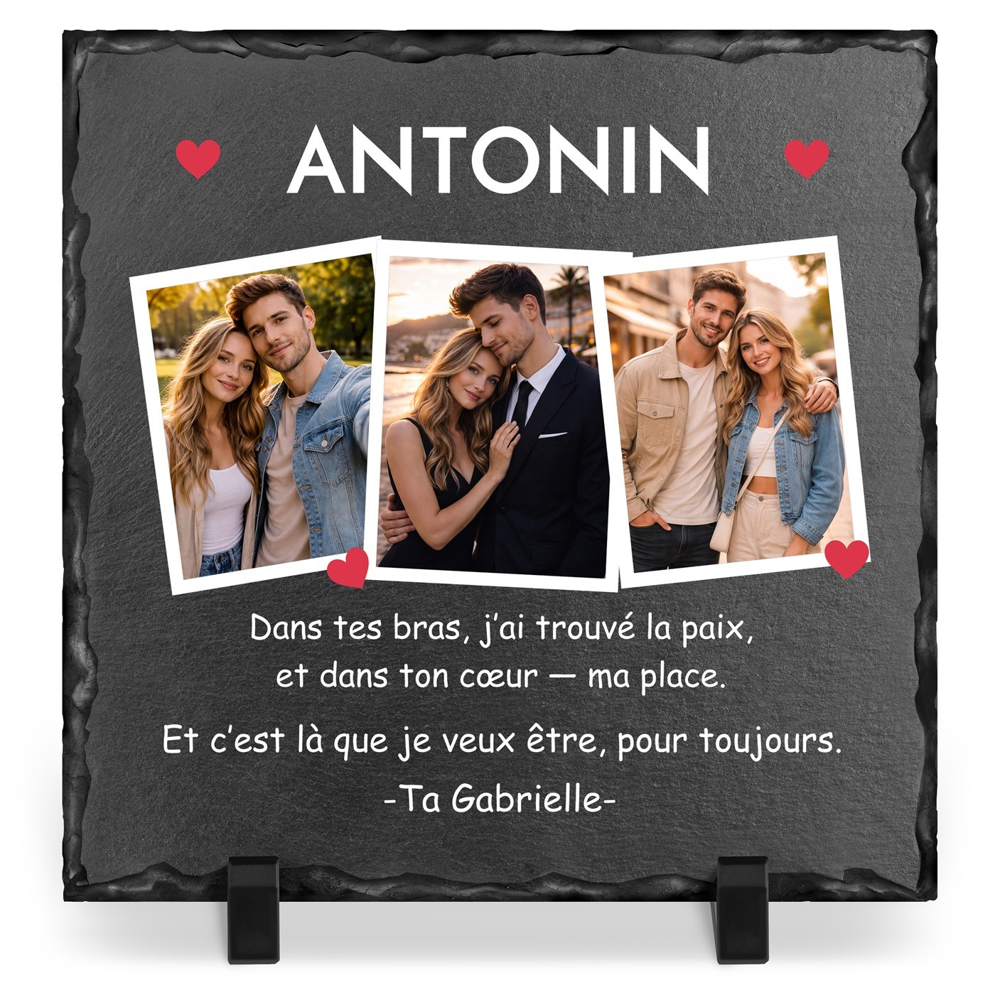 Piedra de pizarra personalizada con foto para marido por el Día de San Valentín